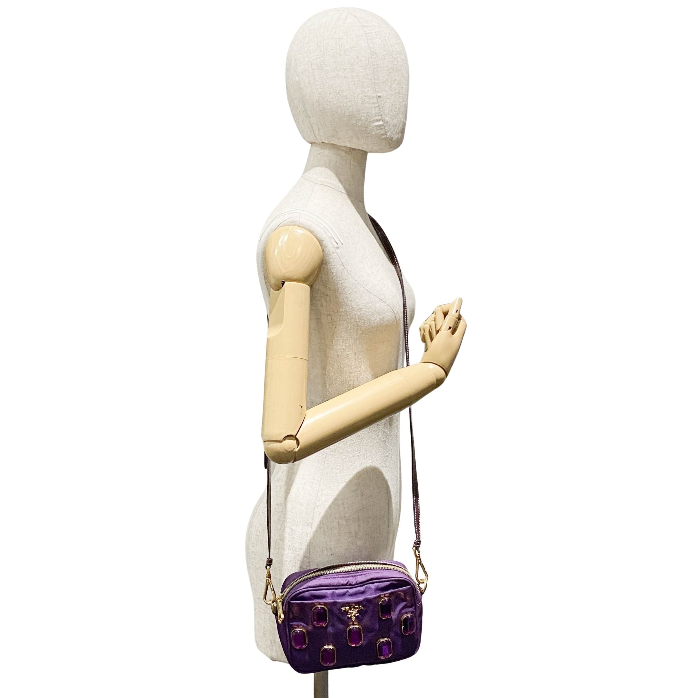 Tessuto Pietre Purple Nylon Crossbody Bag