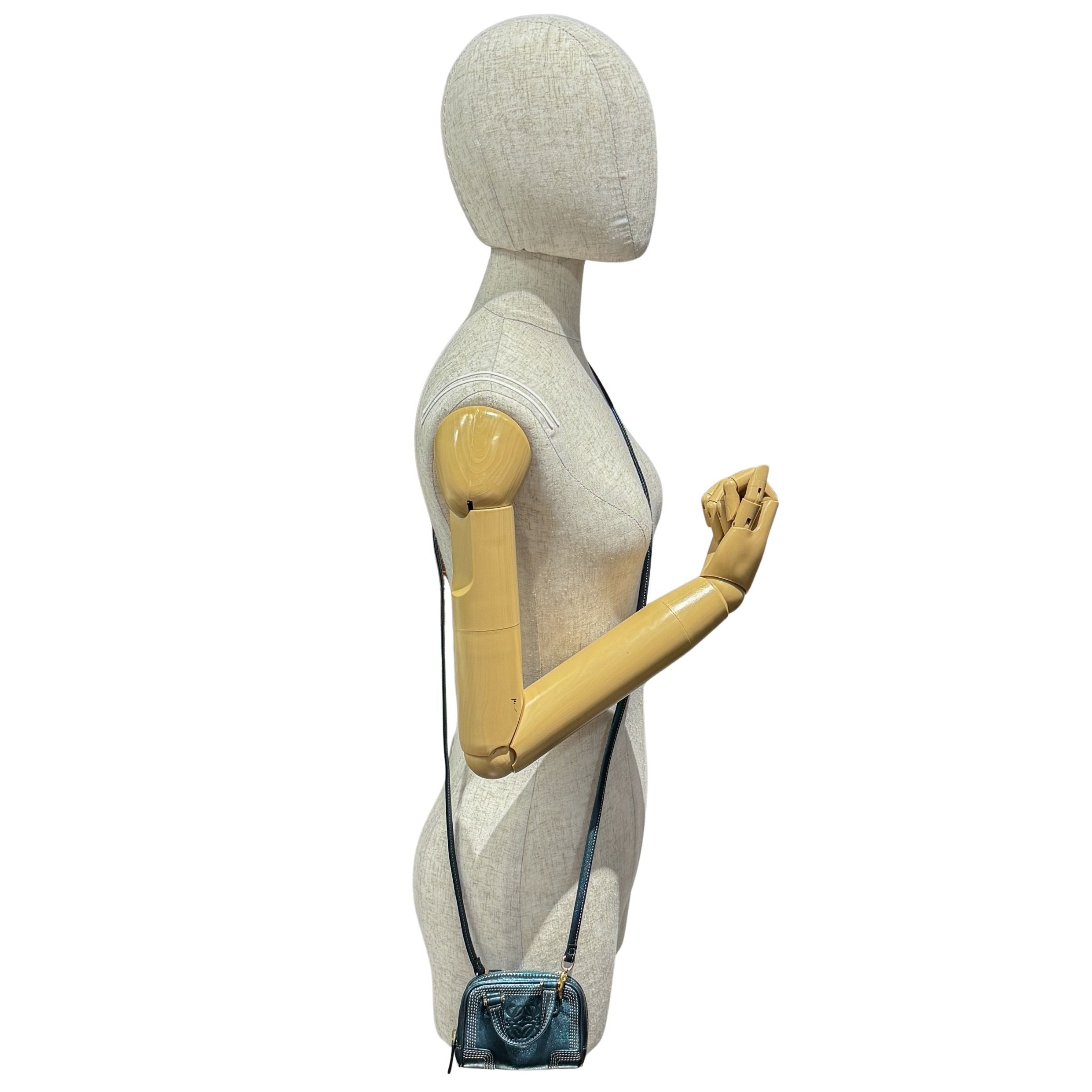 Amazona Micro Mini Blue Leather Two Way Bag