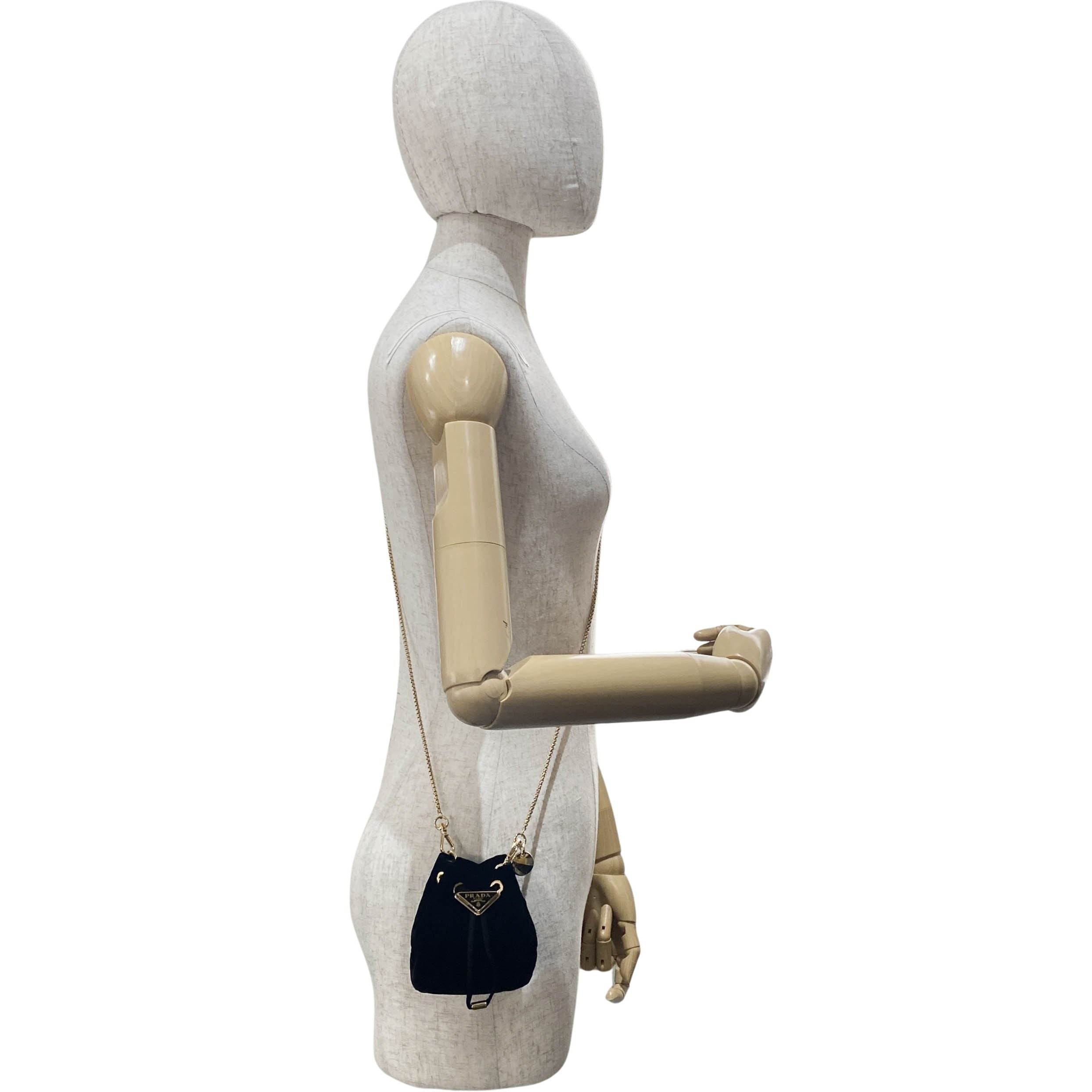 Gold Chain Black Velvet Mini Pouch Bag