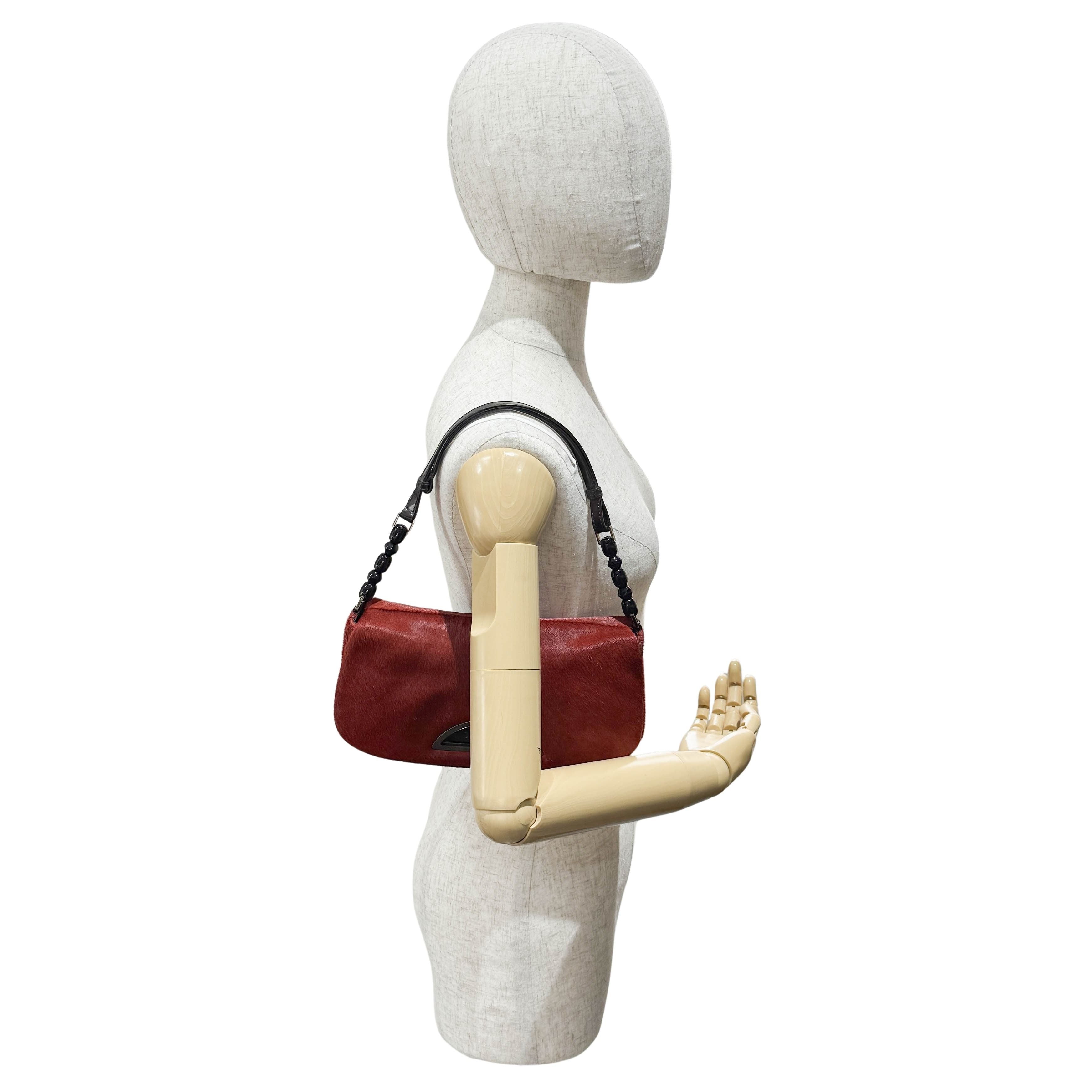 Malice Pearl Red Pony Hair Shoulder Bag