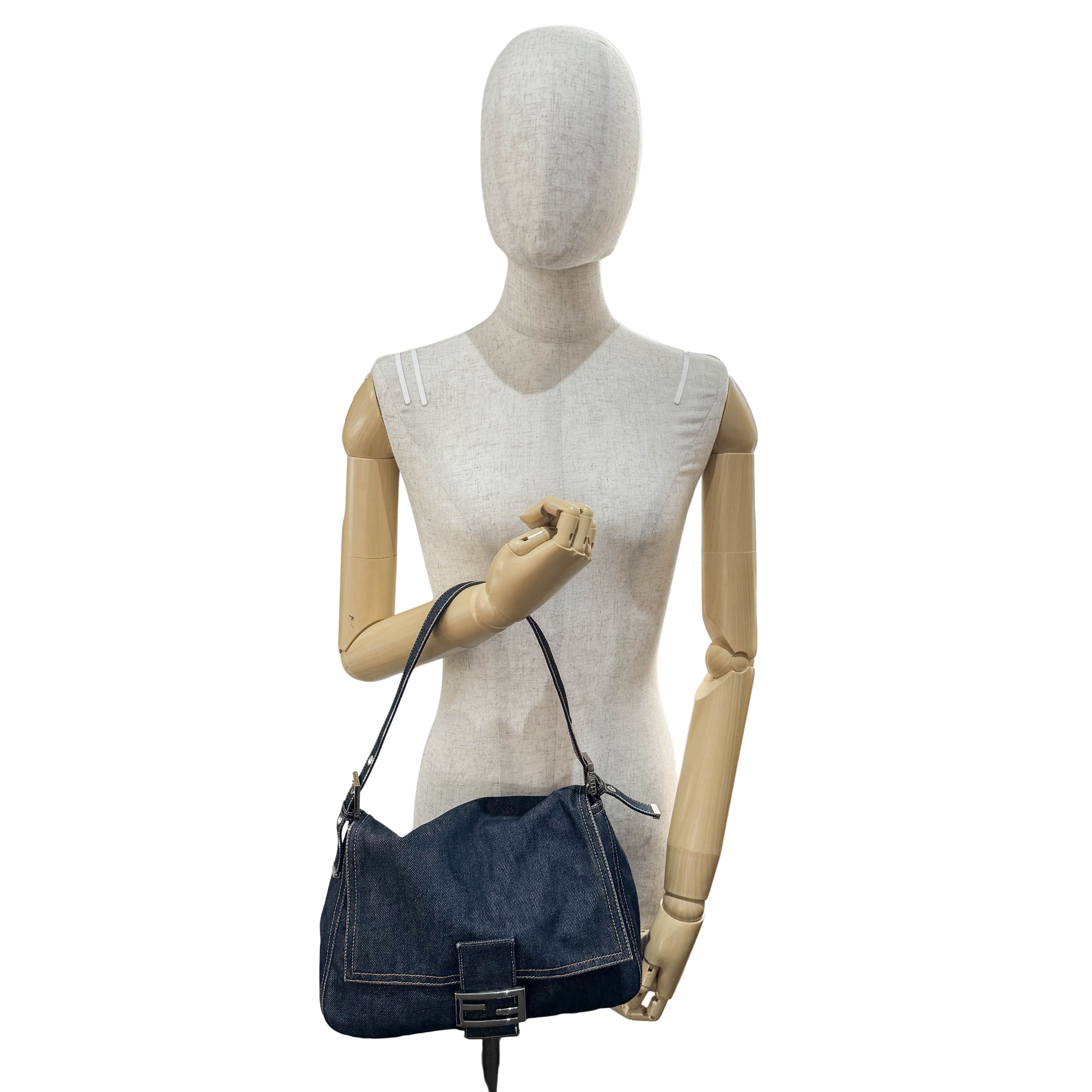 Mamma Baguette Blue Denim Shoulder Bag