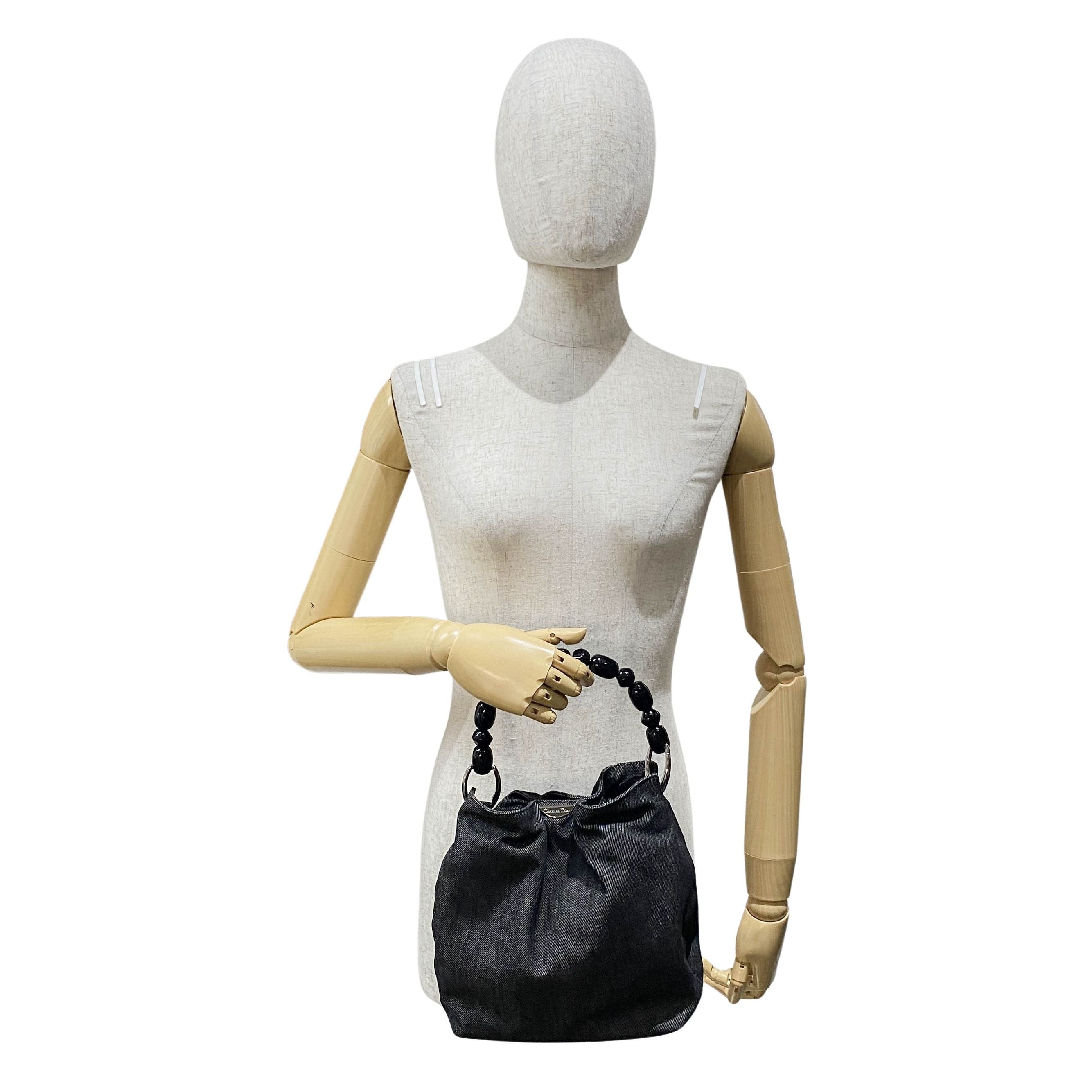 Malice Pearl Black Denim Hand Bag