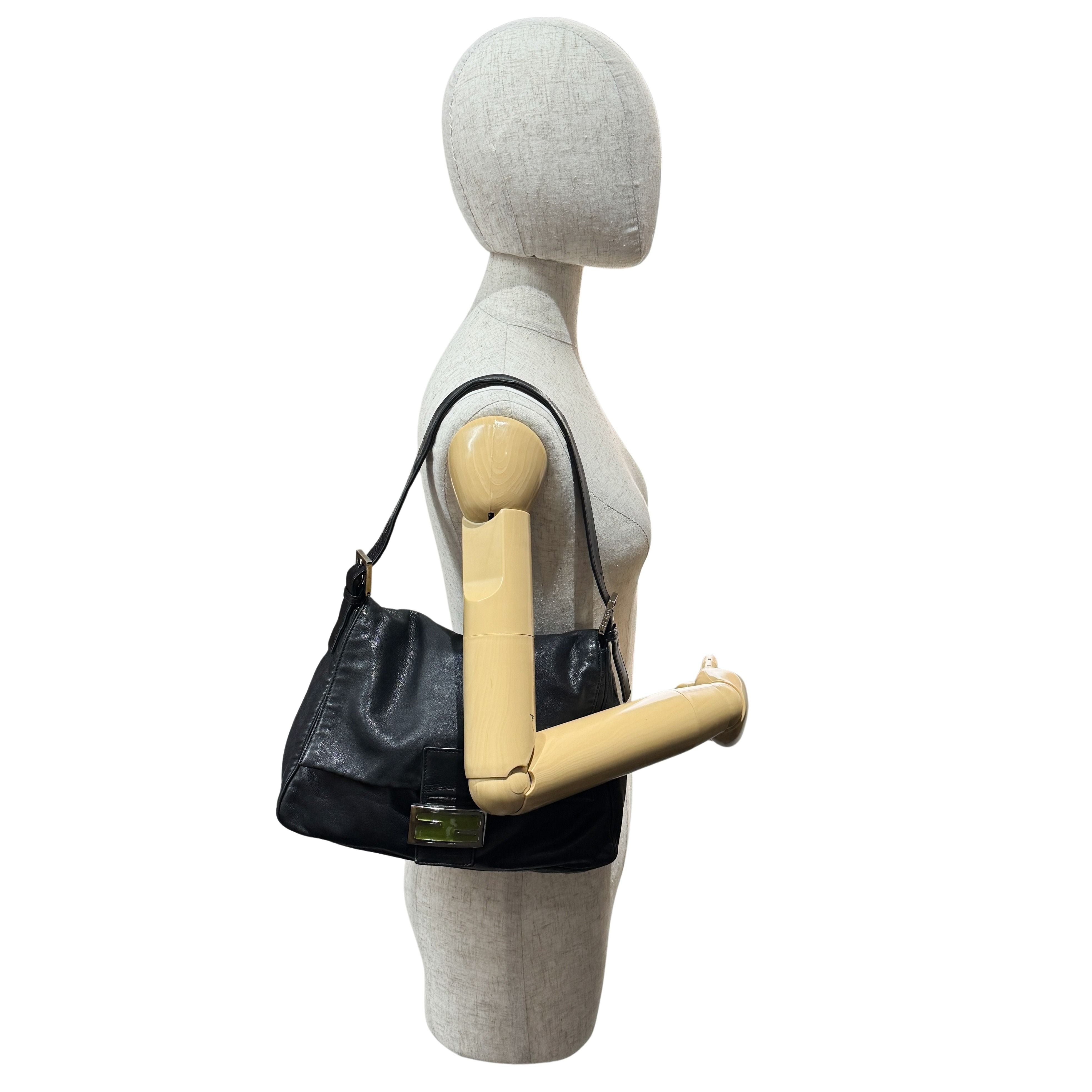 Mamma Baguette Black Leather Shoulder Bag