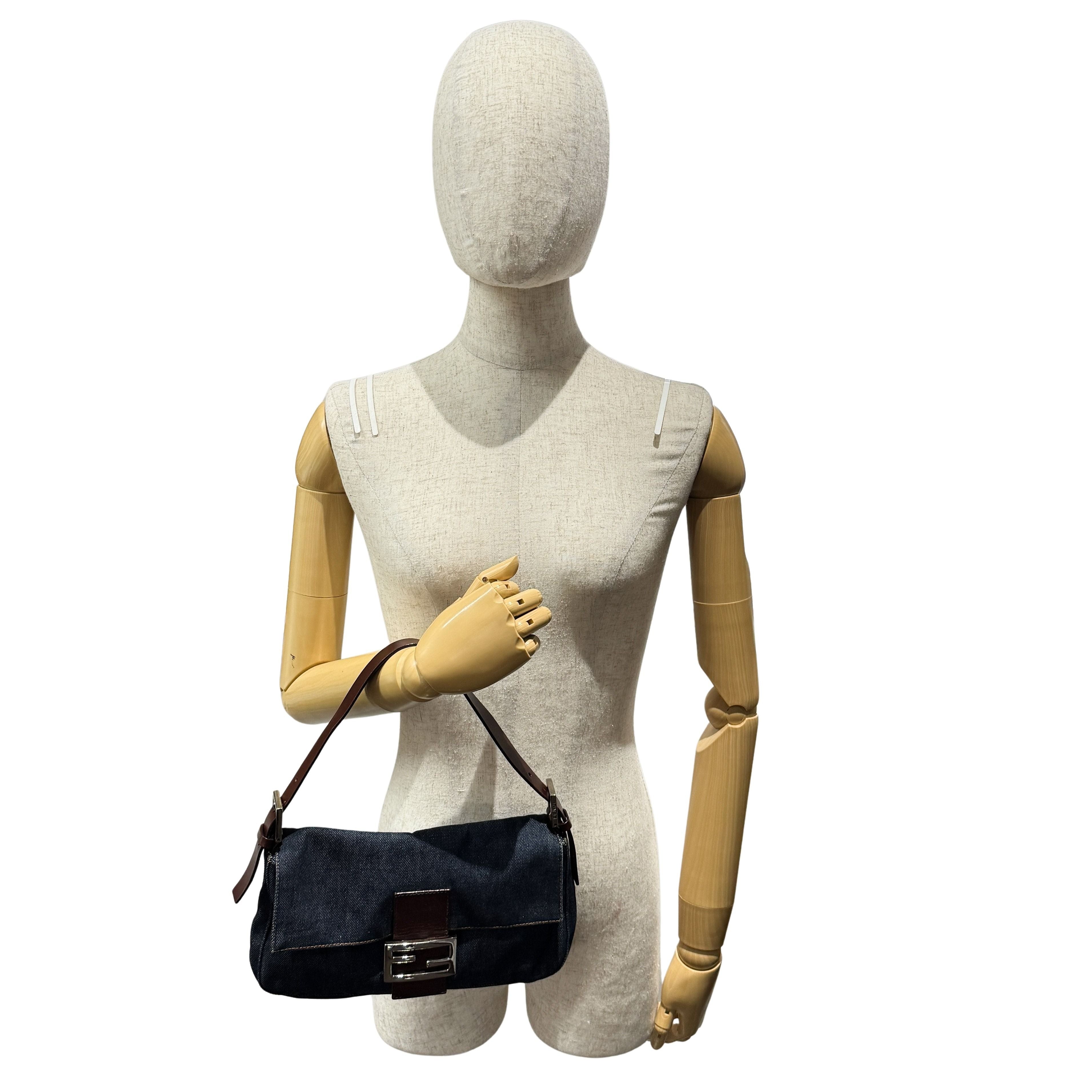 Baguette Blue Denim Shoulder Bag