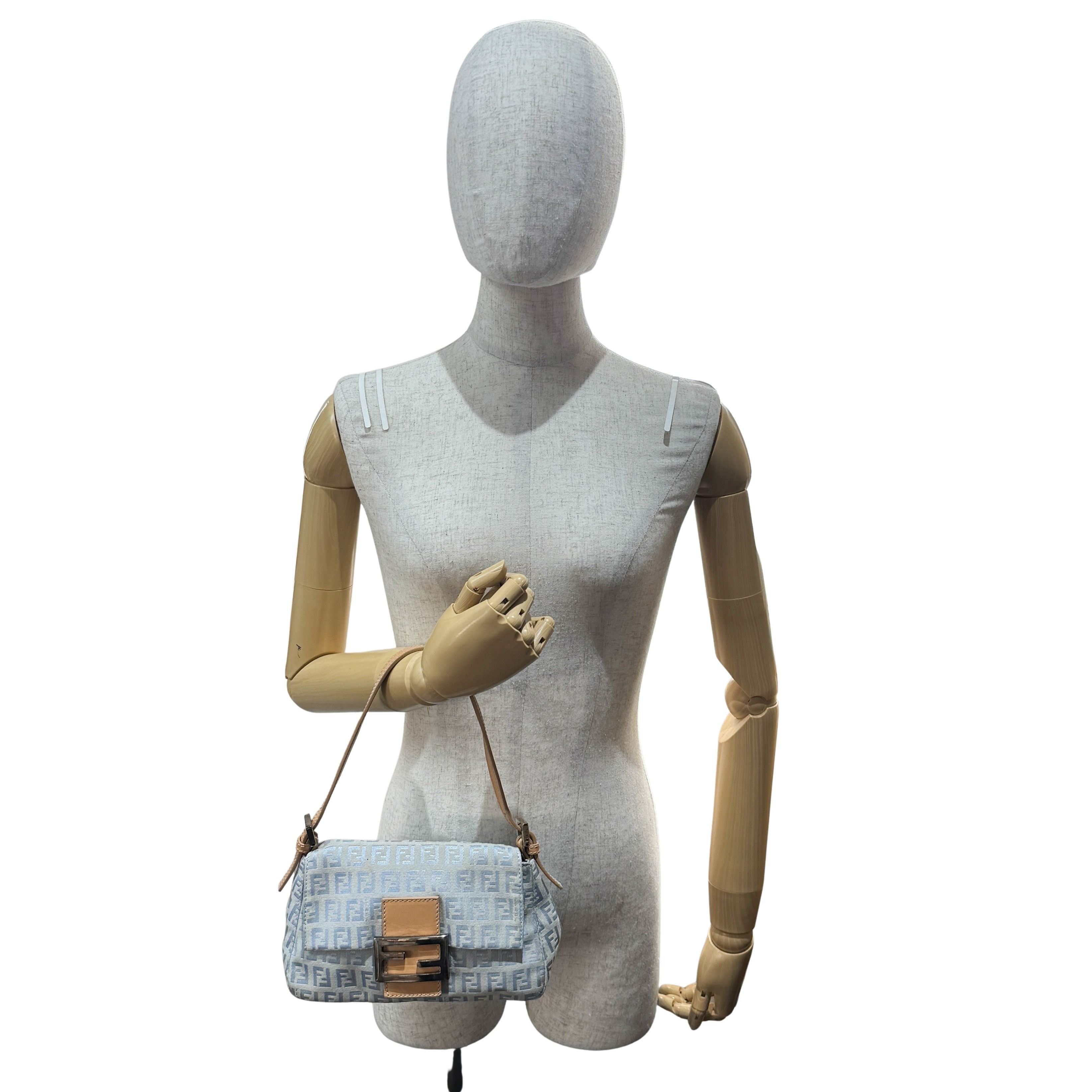 Mini Mamma Bagguete Blue Canvas Two Way Bag