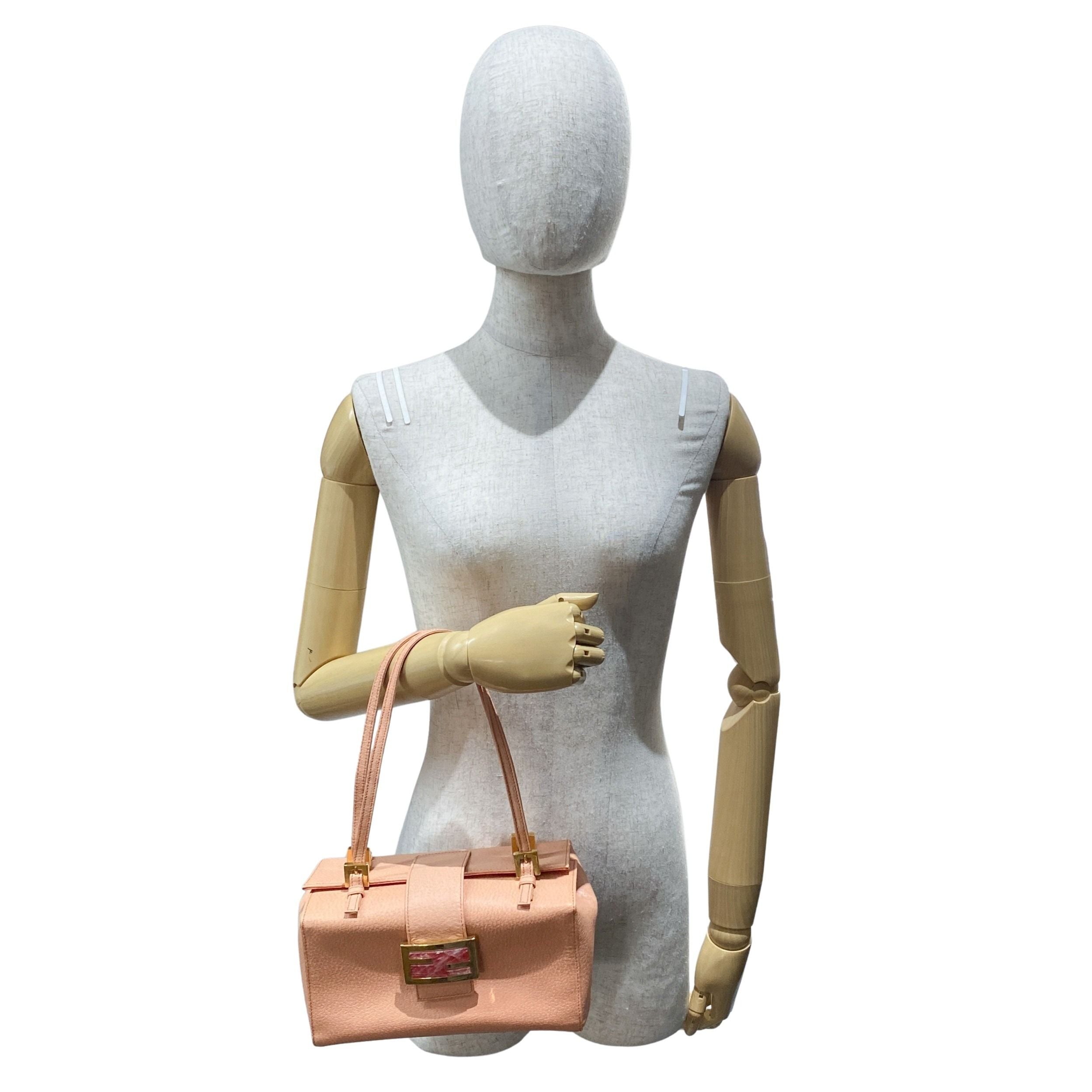 Mamma Baguette Peach Leather Box Bag