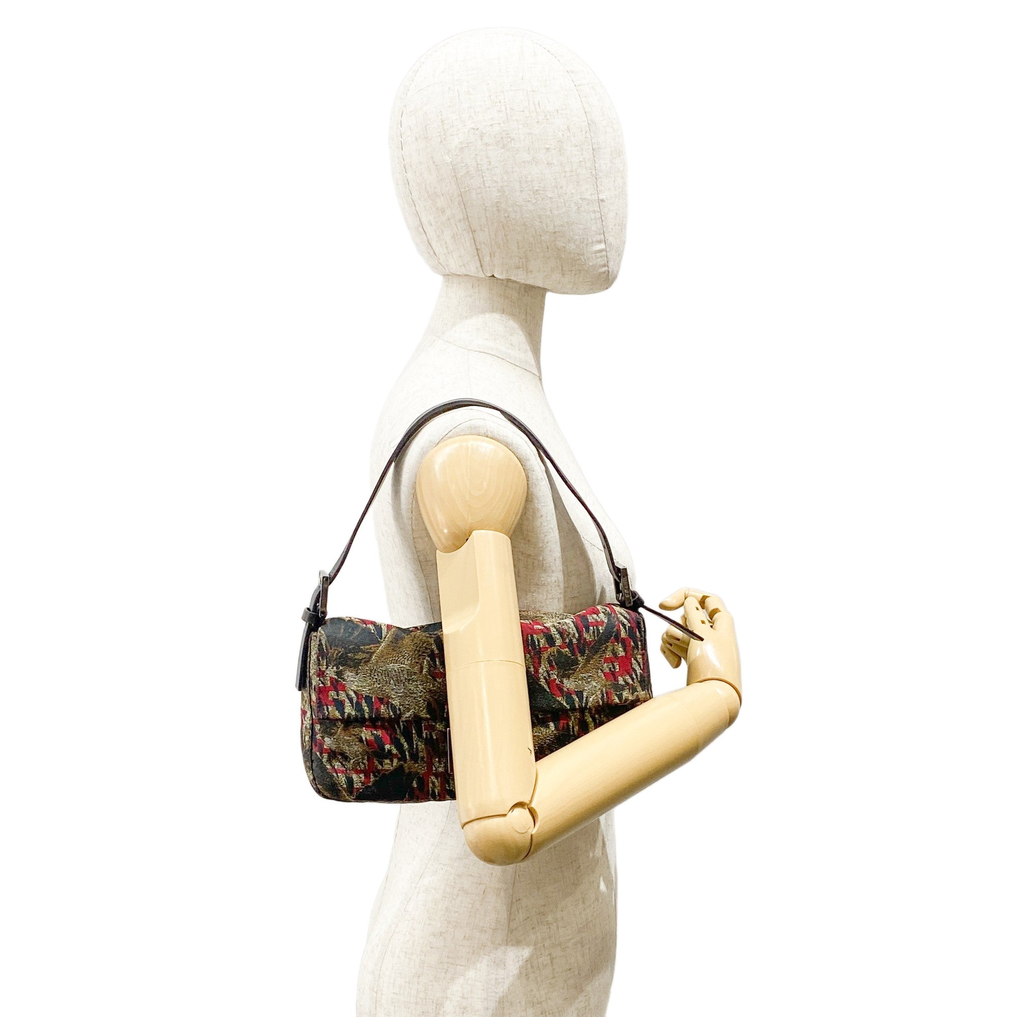 Baguette Multi-color Canvas Shoulder Bag