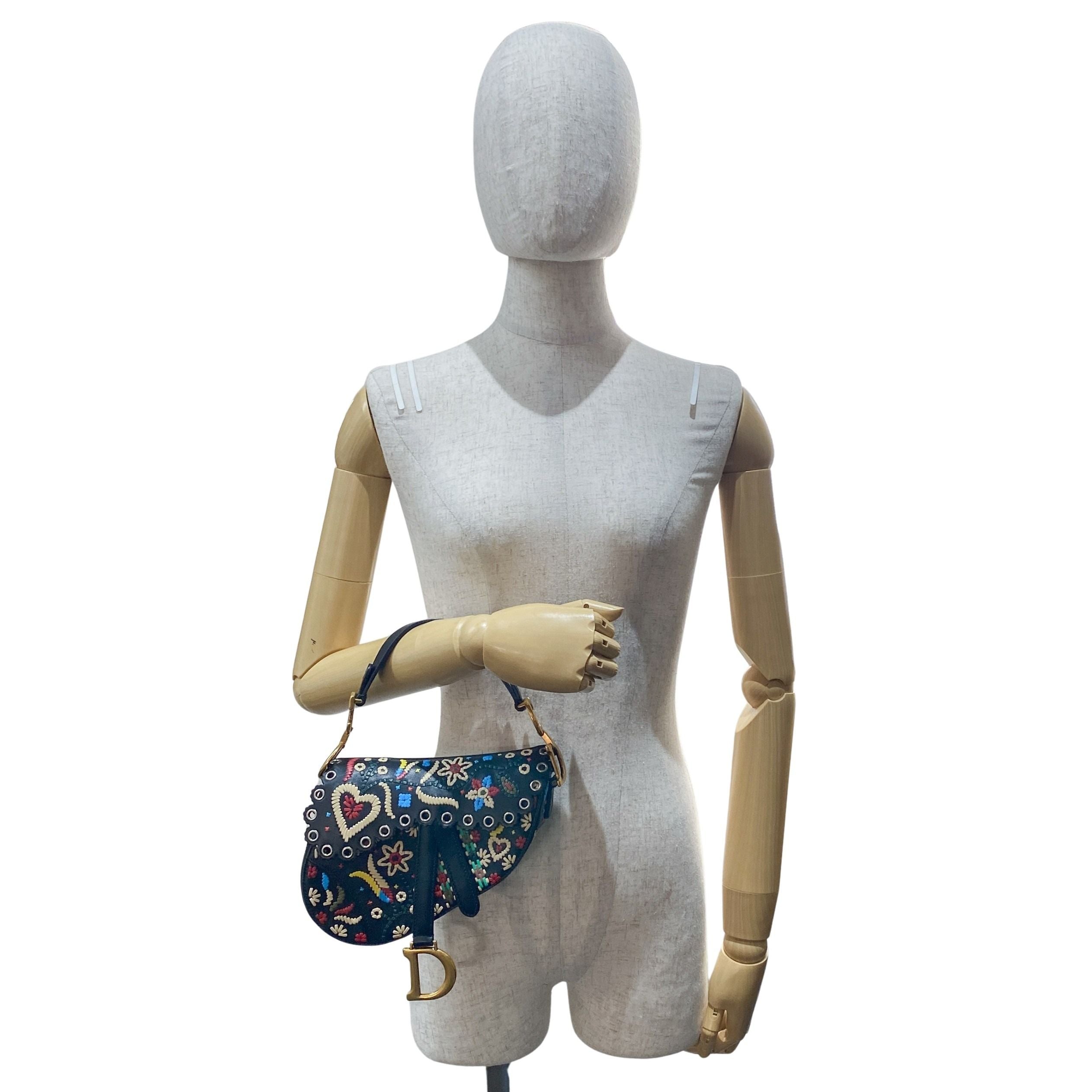 Saddle Multi-color Embroidered Leather Hand Bag