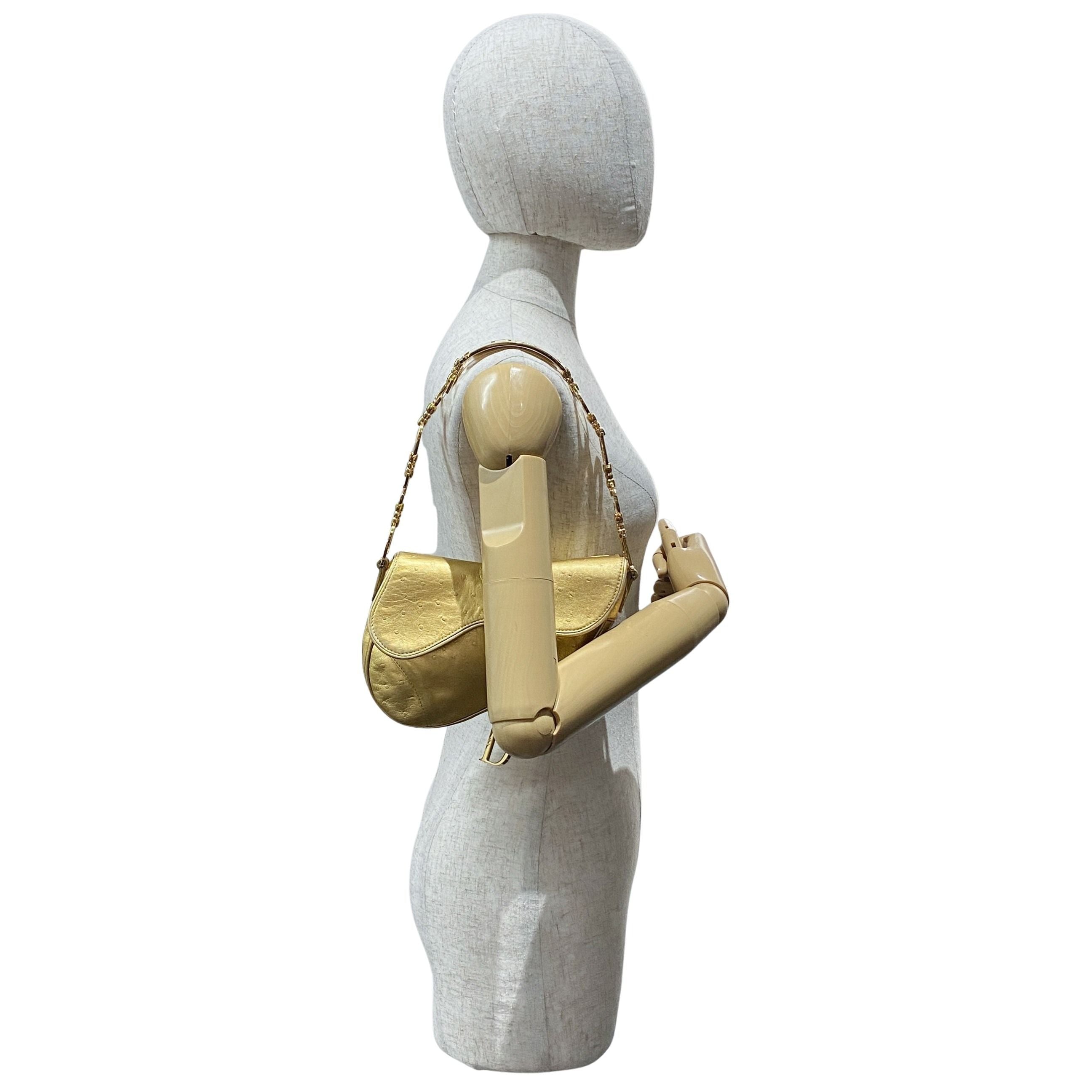 Saddle Gold Leather Shoulder Bag