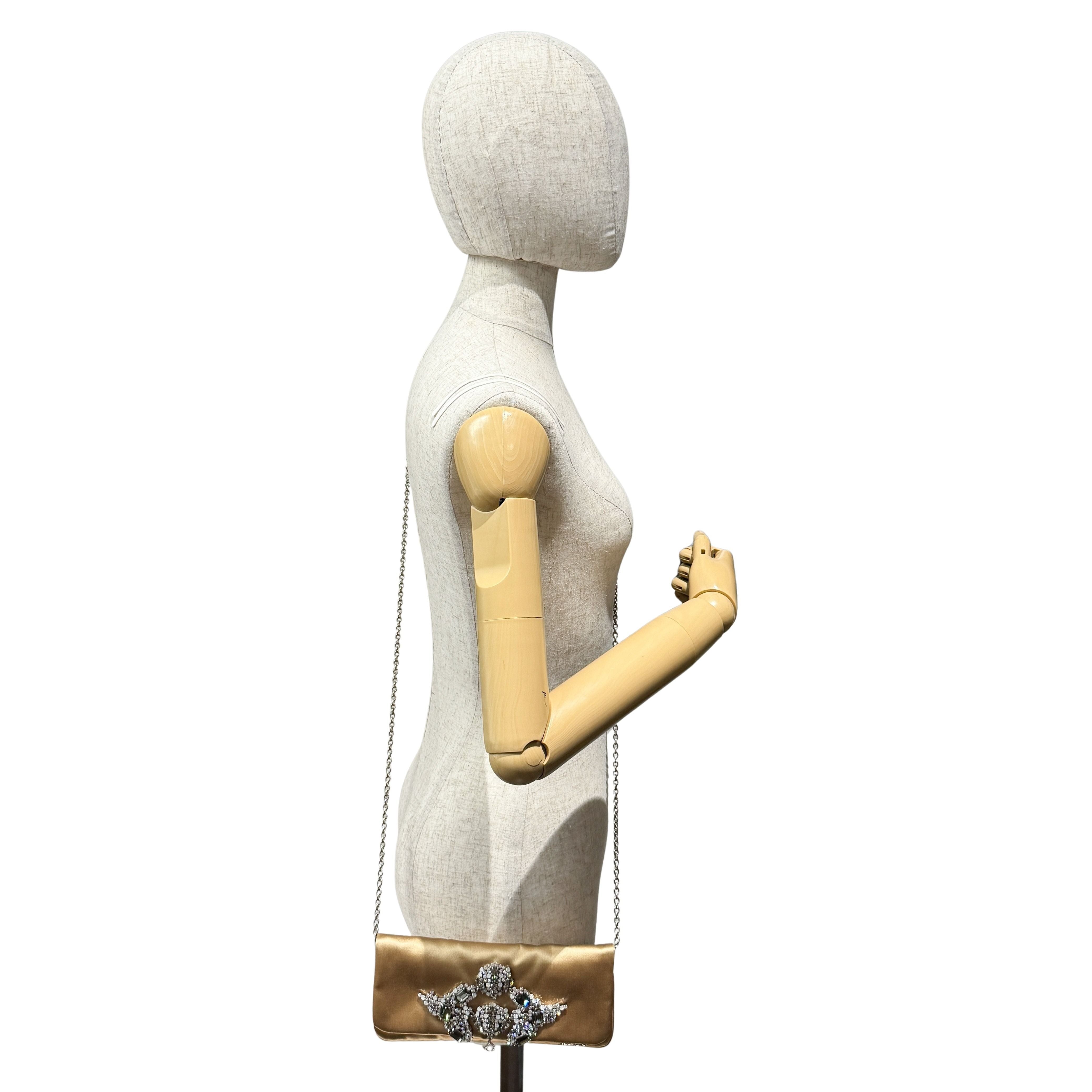 Gold Satin Clutch/Crossbody Bag