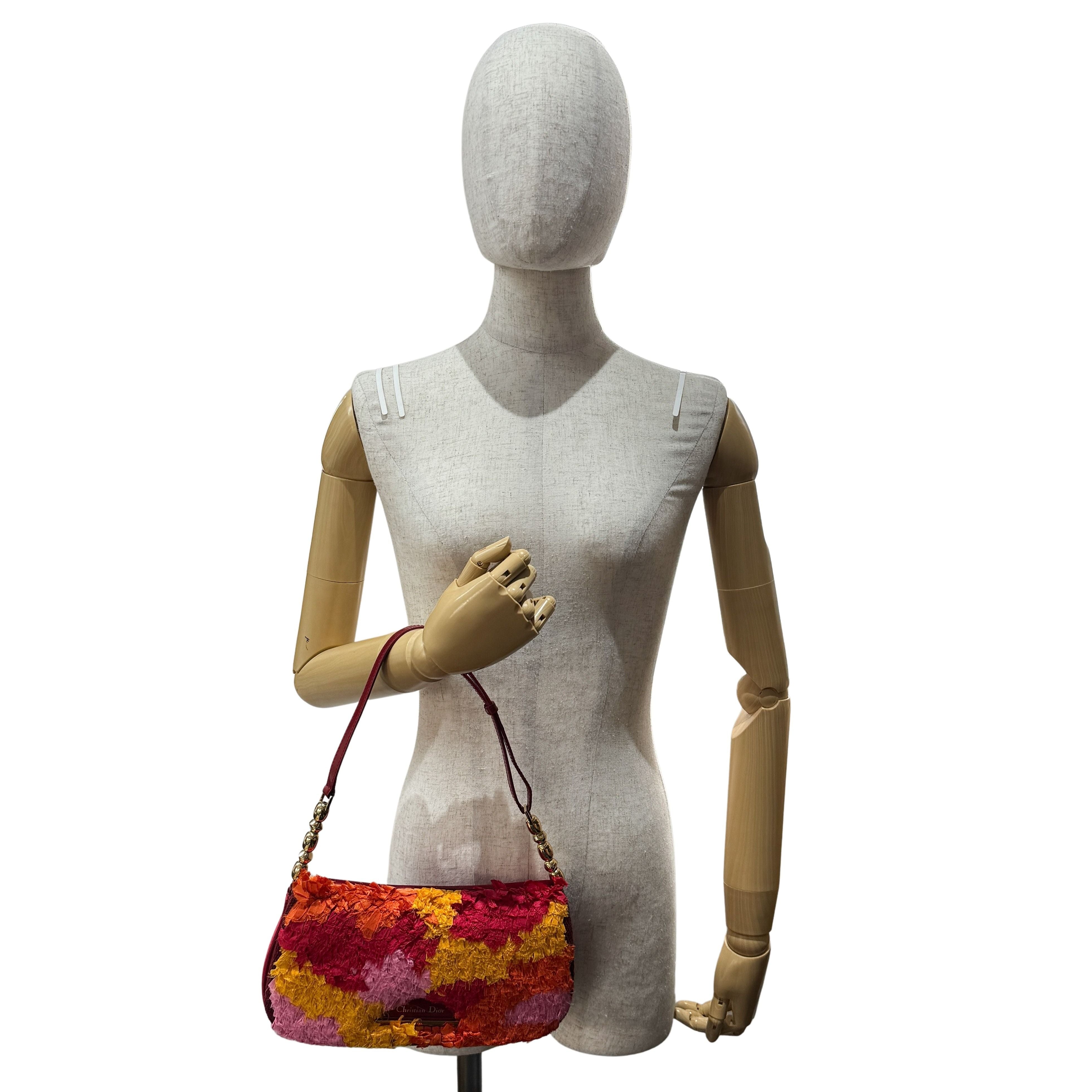 Malice Pearl Chain Silk Burgundy Muliticolor Shoulder Bag