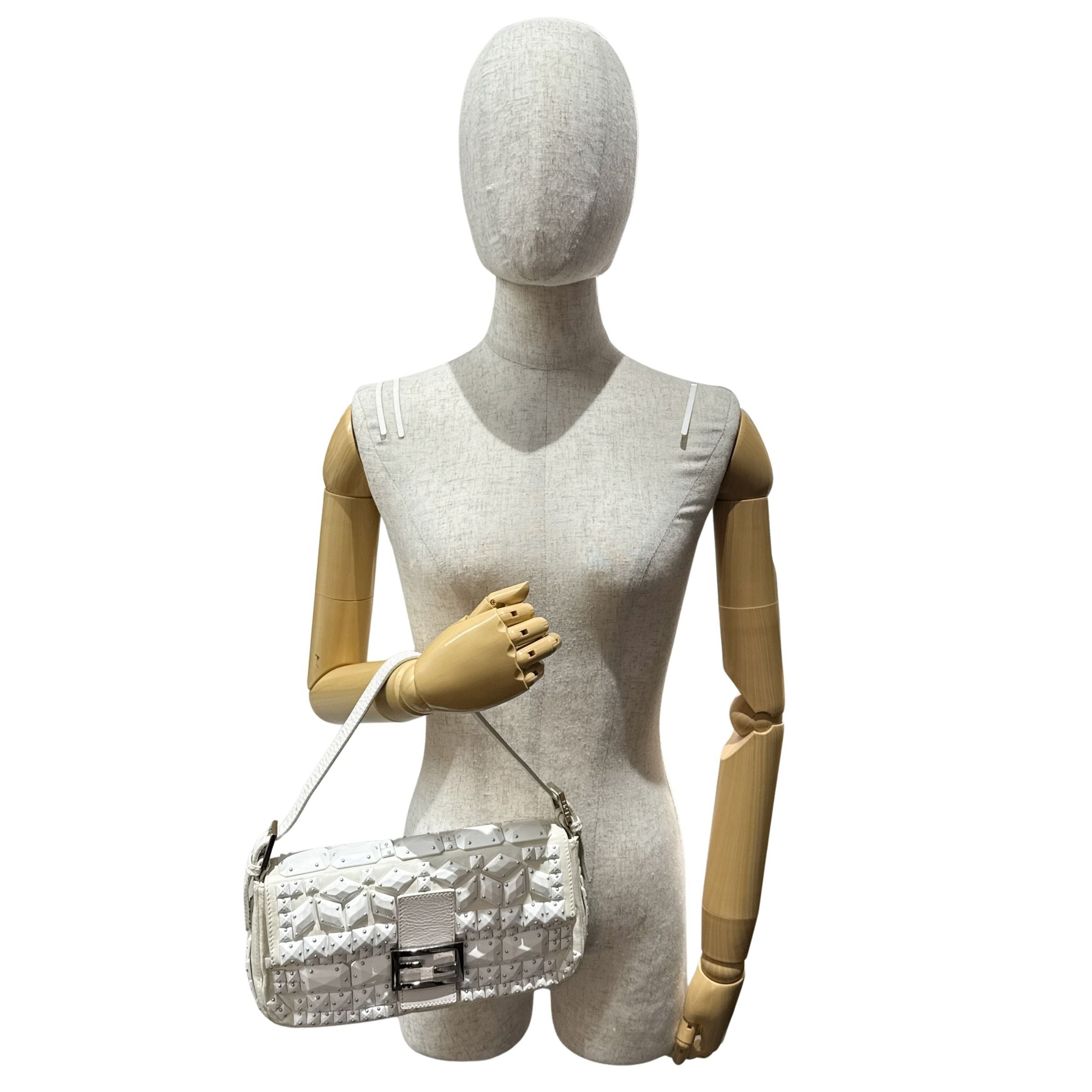 Baguette White Leather Shoulder Bag
