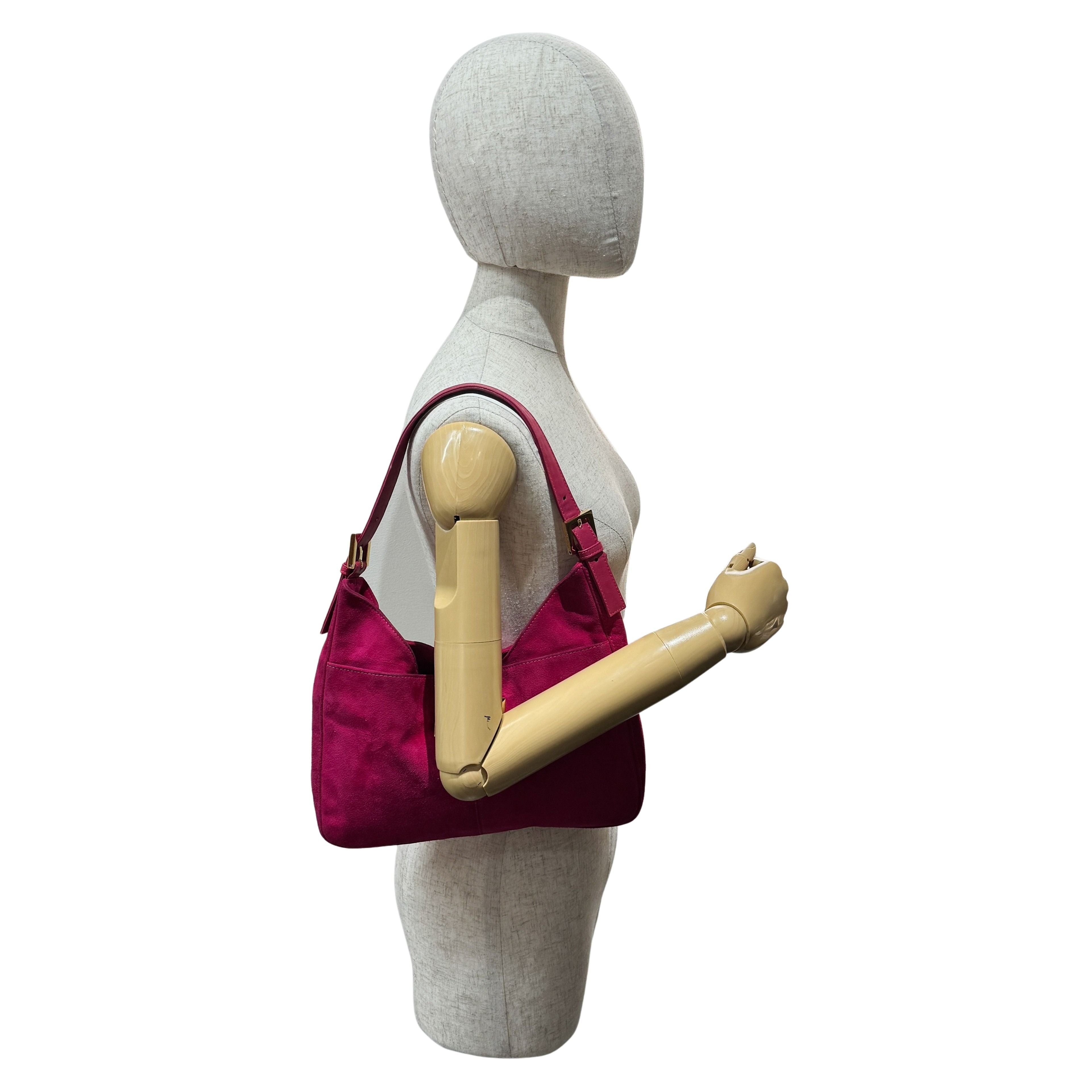 Mamma Baguette Pink Suede Shoulder Bag