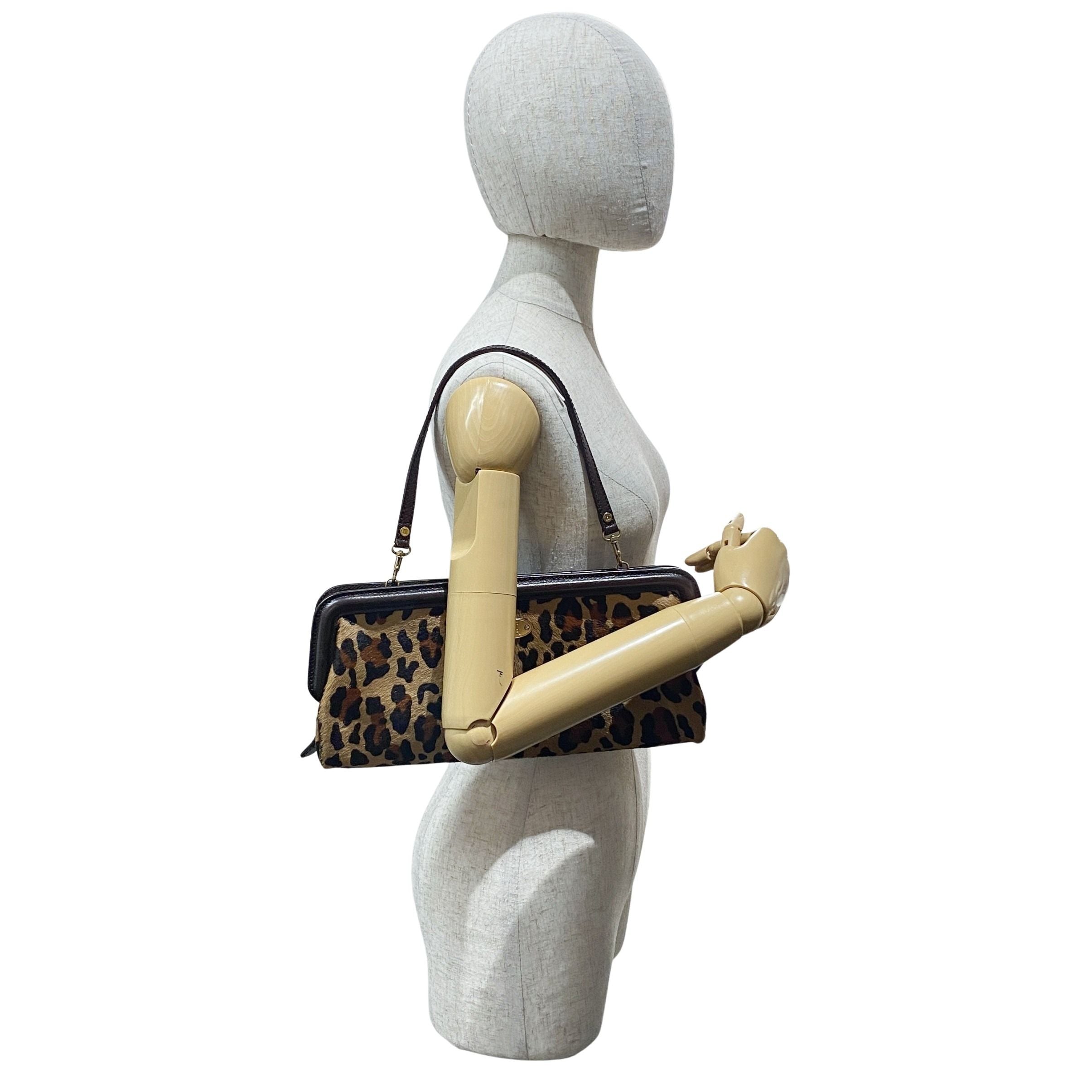 Vintage Brown Leopard Print Pony Hair Two Way Bag