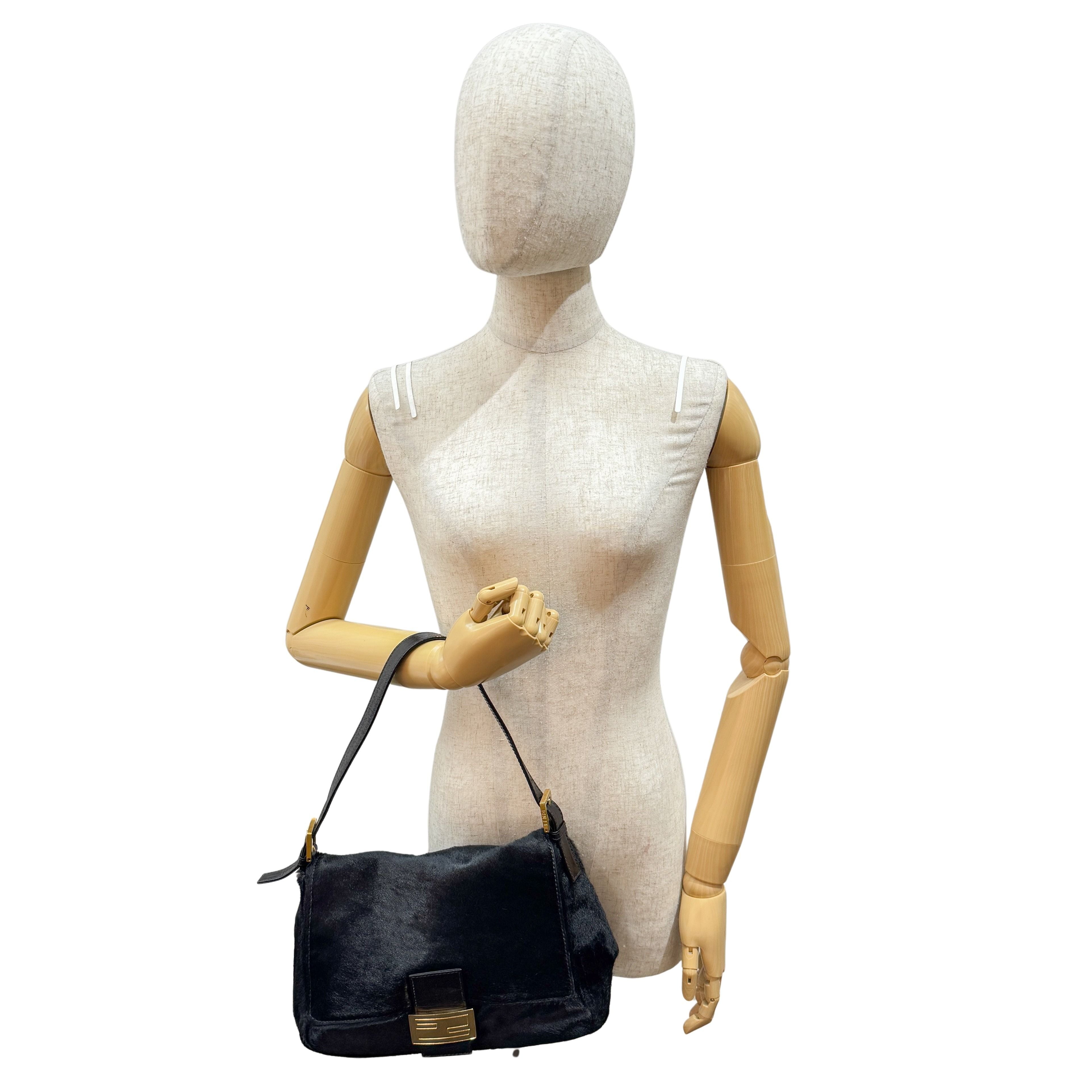 Mamma Baguette Black Pony Hair Shoulder Bag