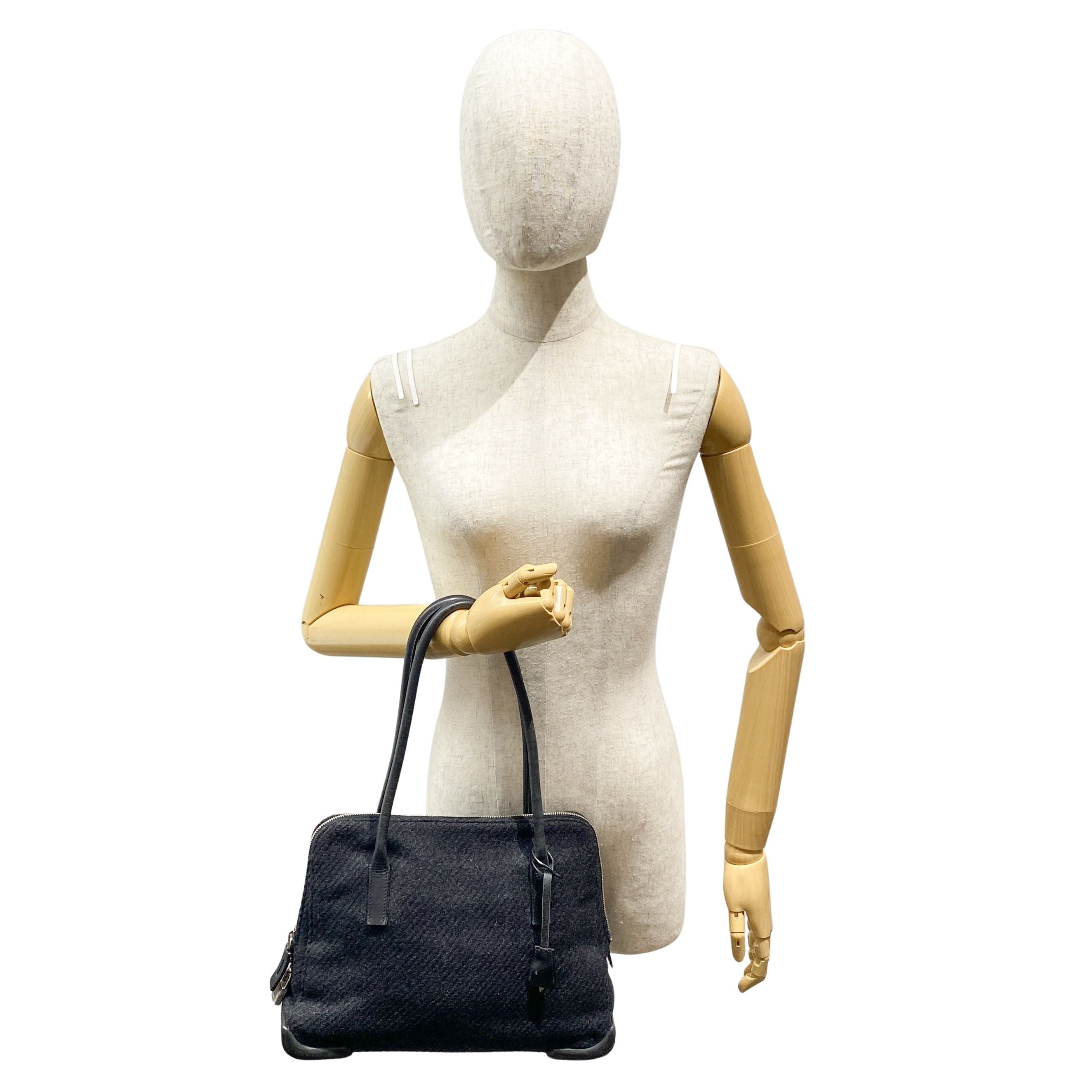 Vintage Black Wool Shoulder Bag