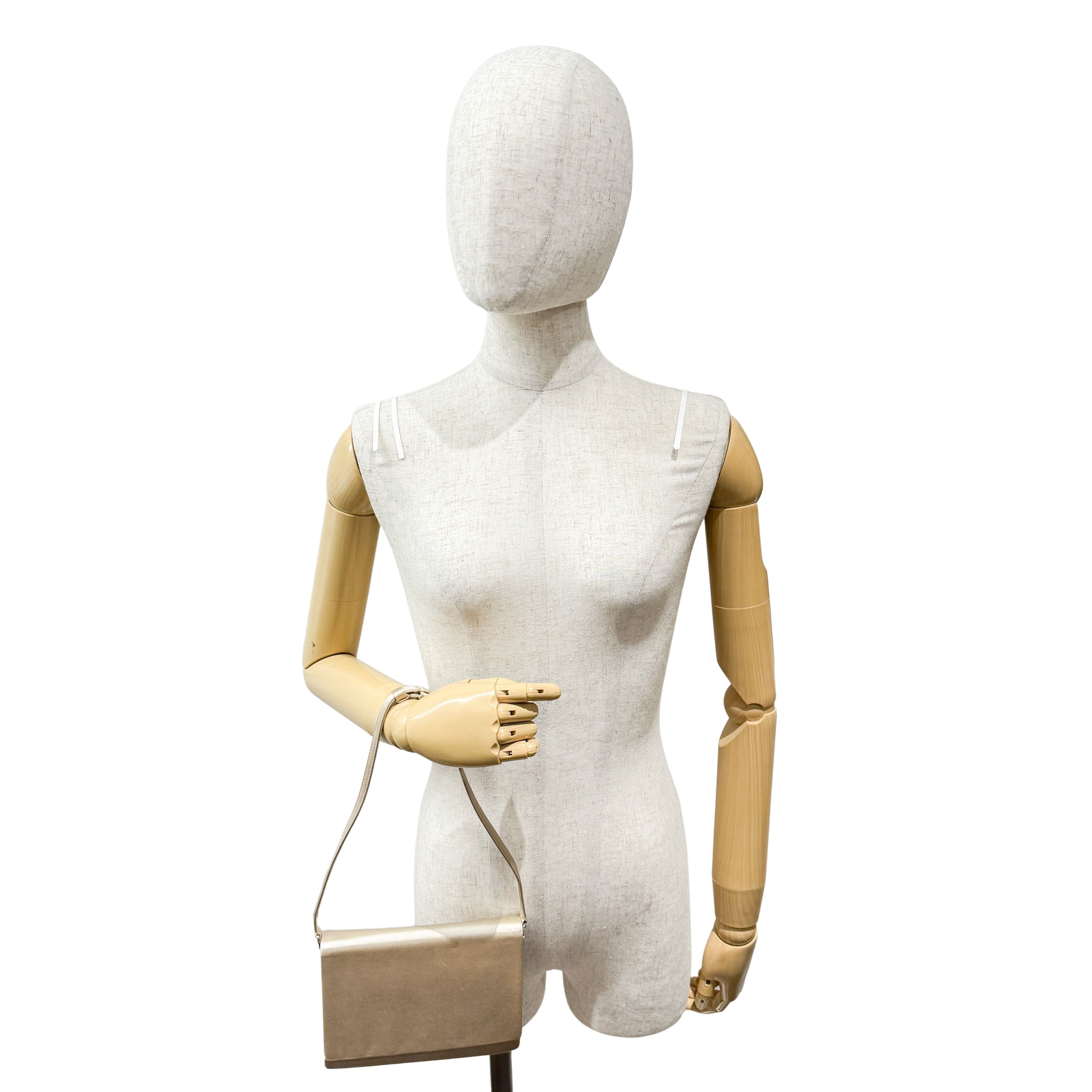 Beige Silk Satin Shoulder Bag