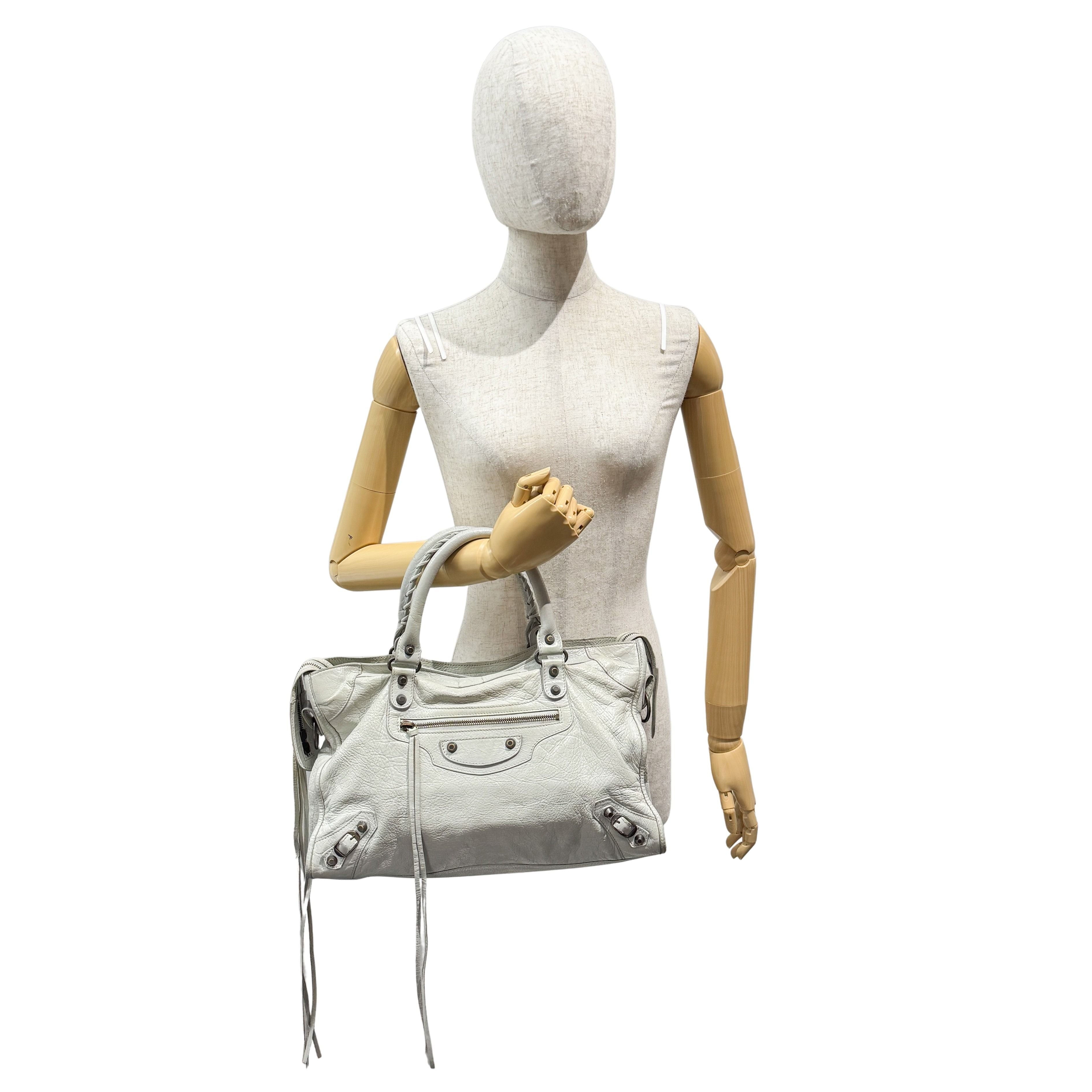 The City Grey Calfskin Leather Two Way Bag