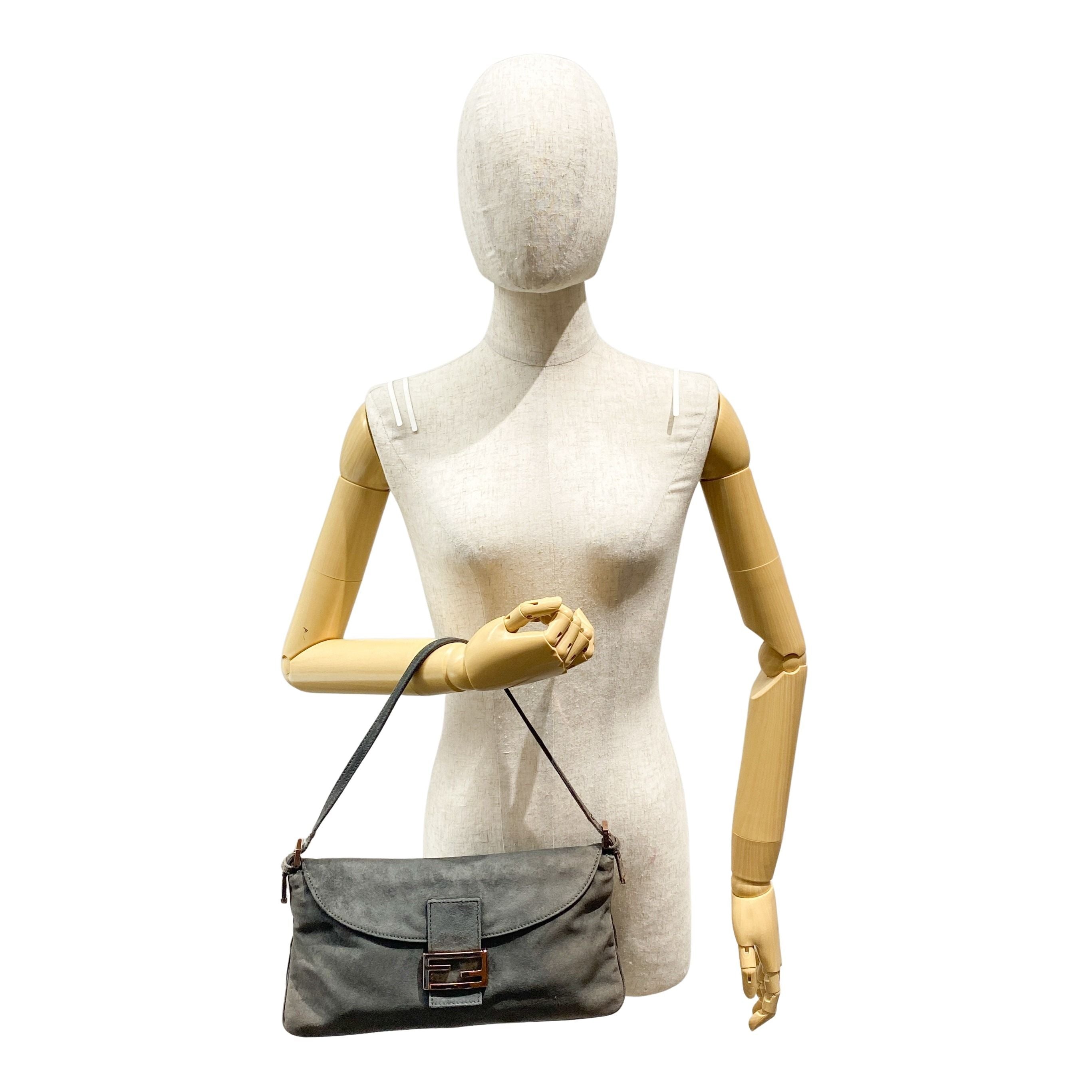 Vintage Grey Suede Shoulder Bag