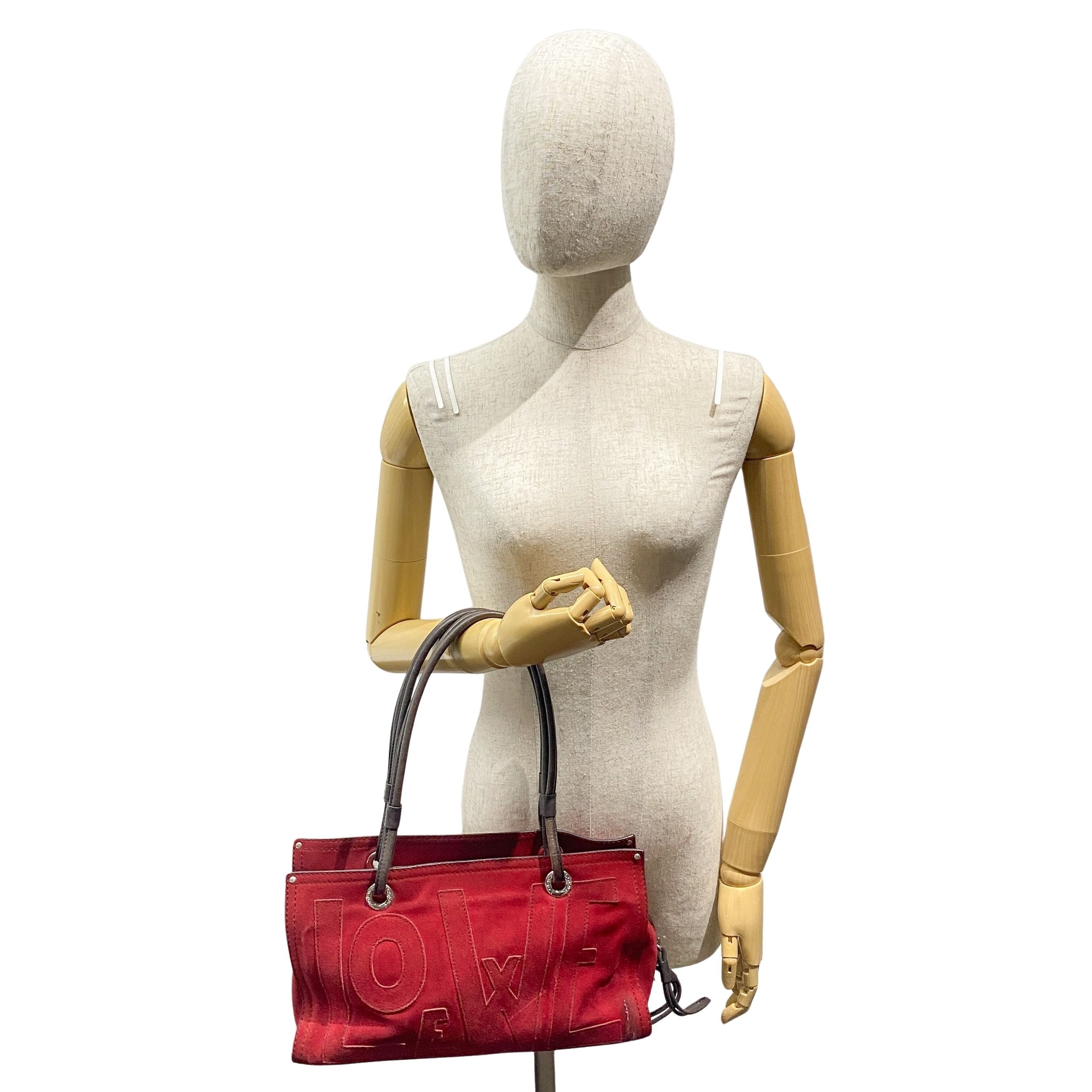 Vintage Red Suede Shoulder Bag