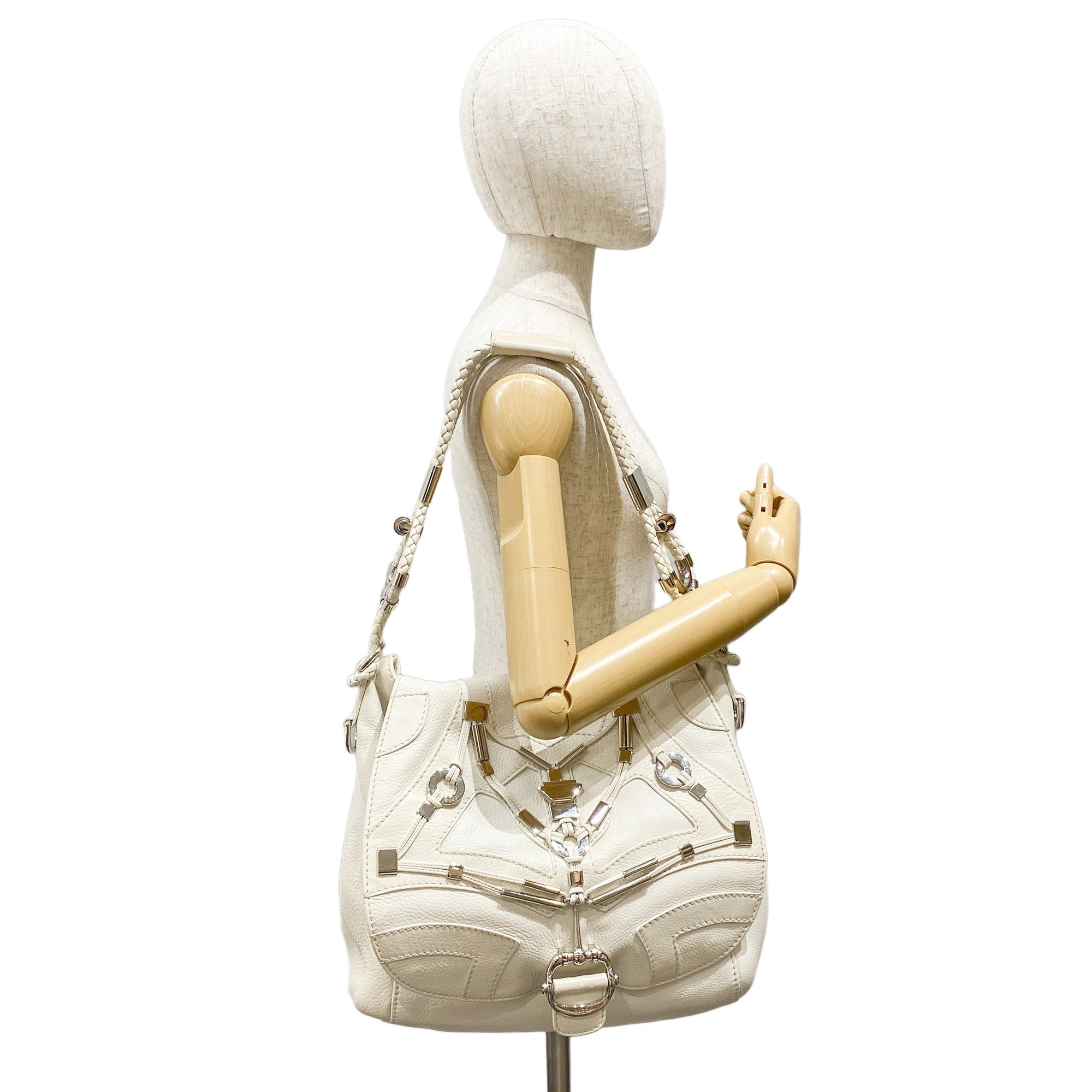 Vintage White Leather Shoulder Bag