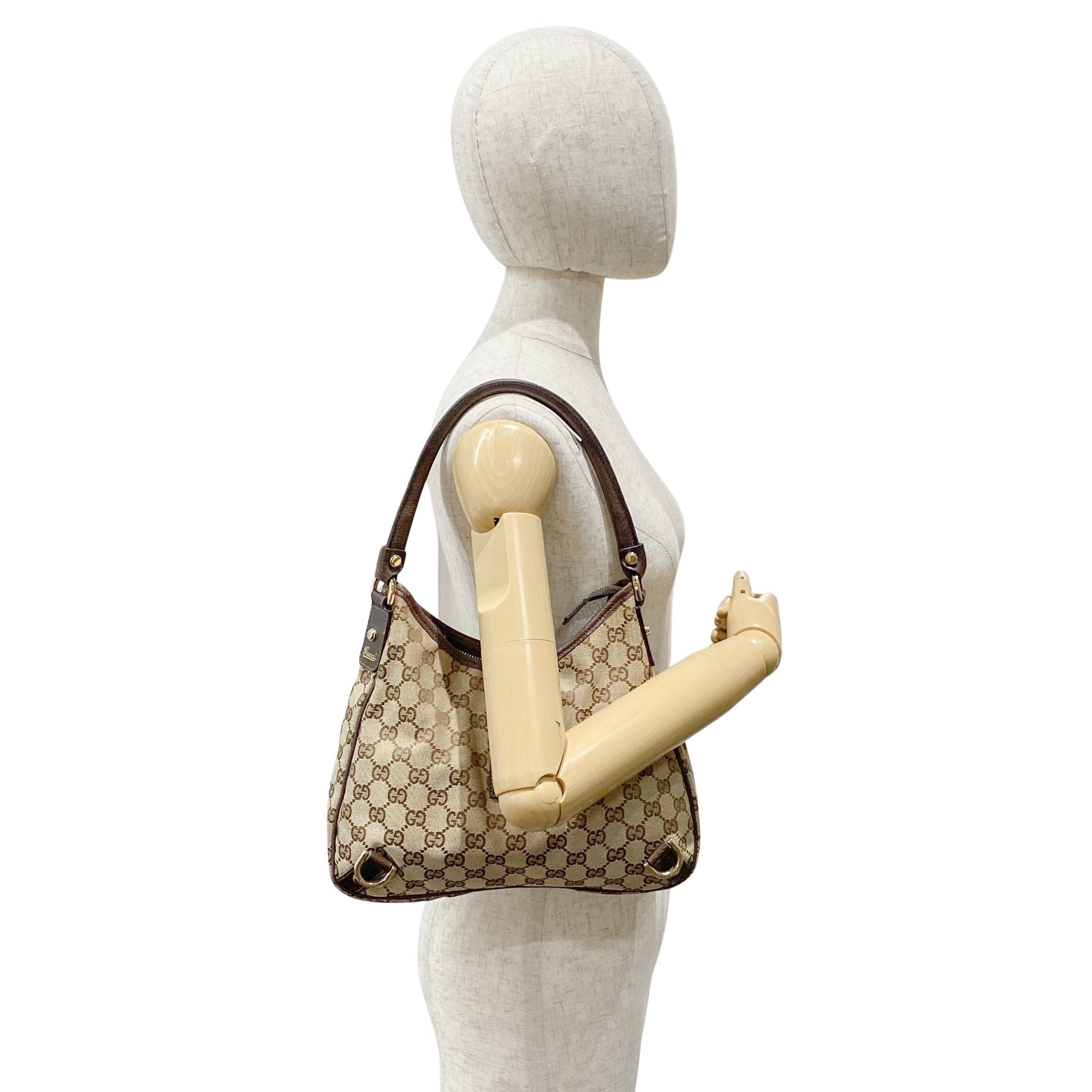 Abbey D-Ring GG Brown Canvas Hobo Bag