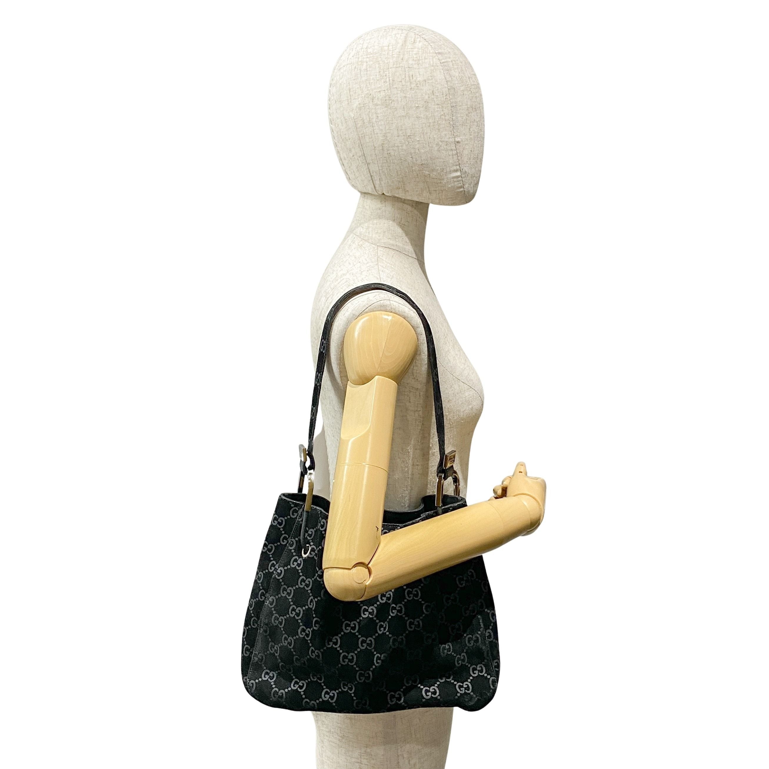 GG Black Suede Bucket Shoulder Bag