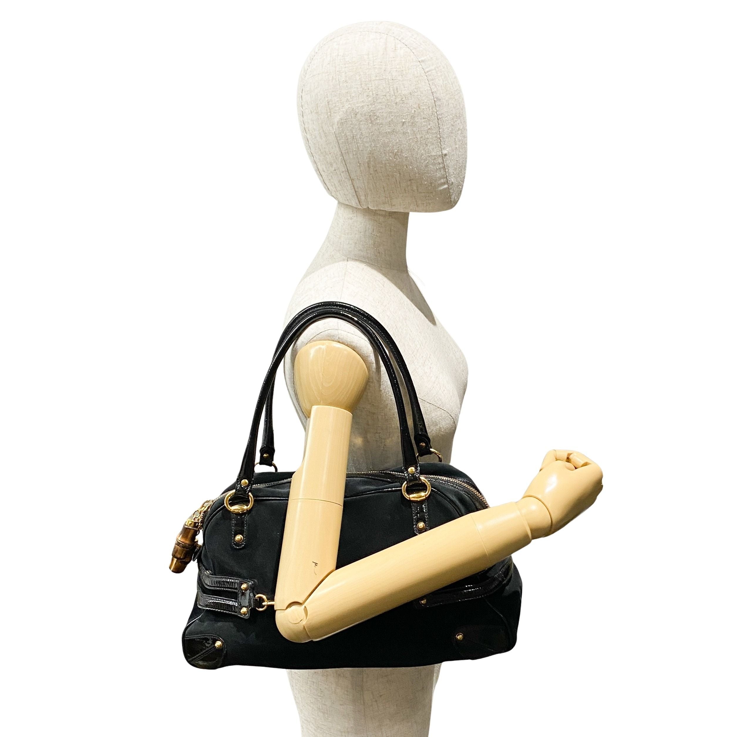 Horsebit Black Suede Boston Bag