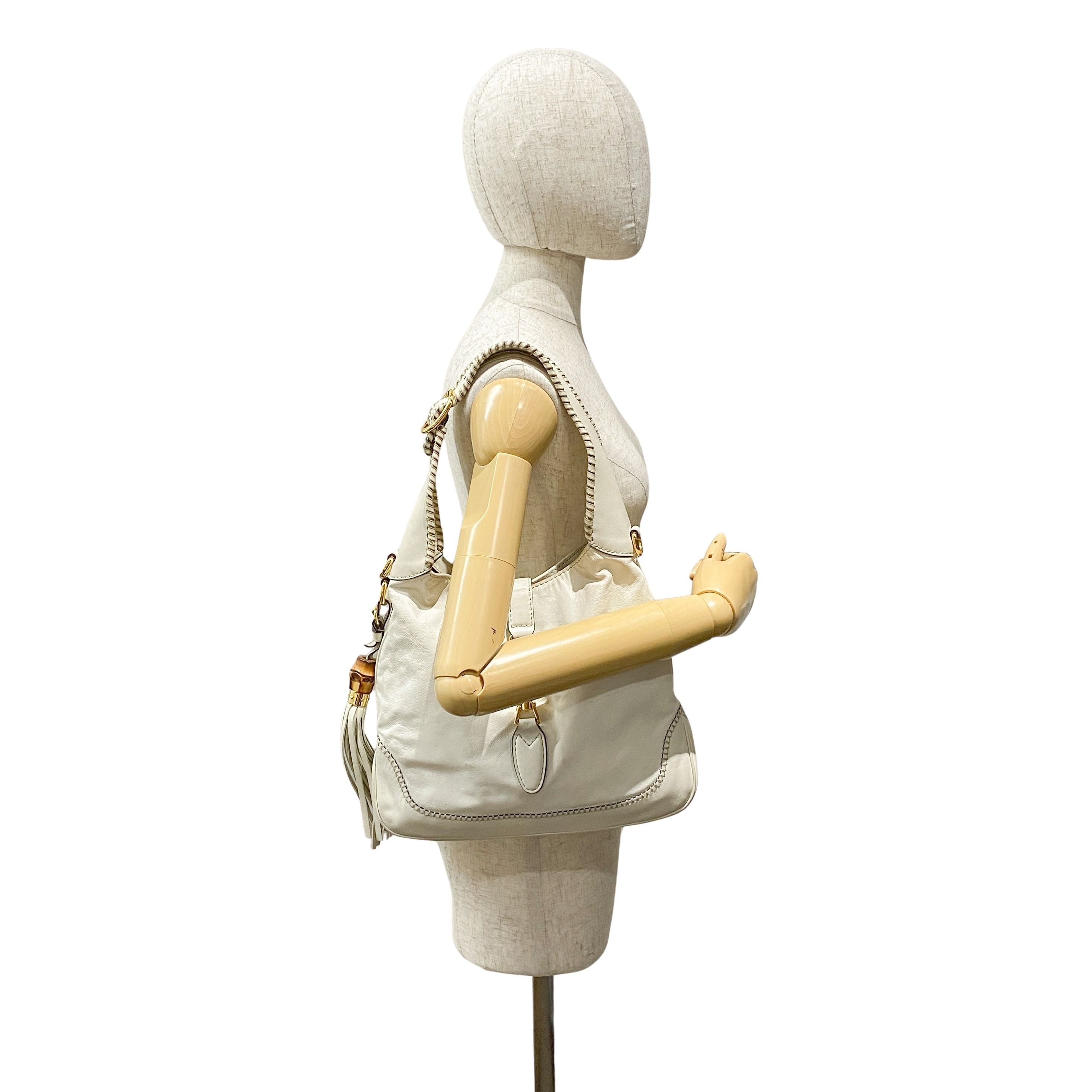 Jackie White Leather Shoulder Bag