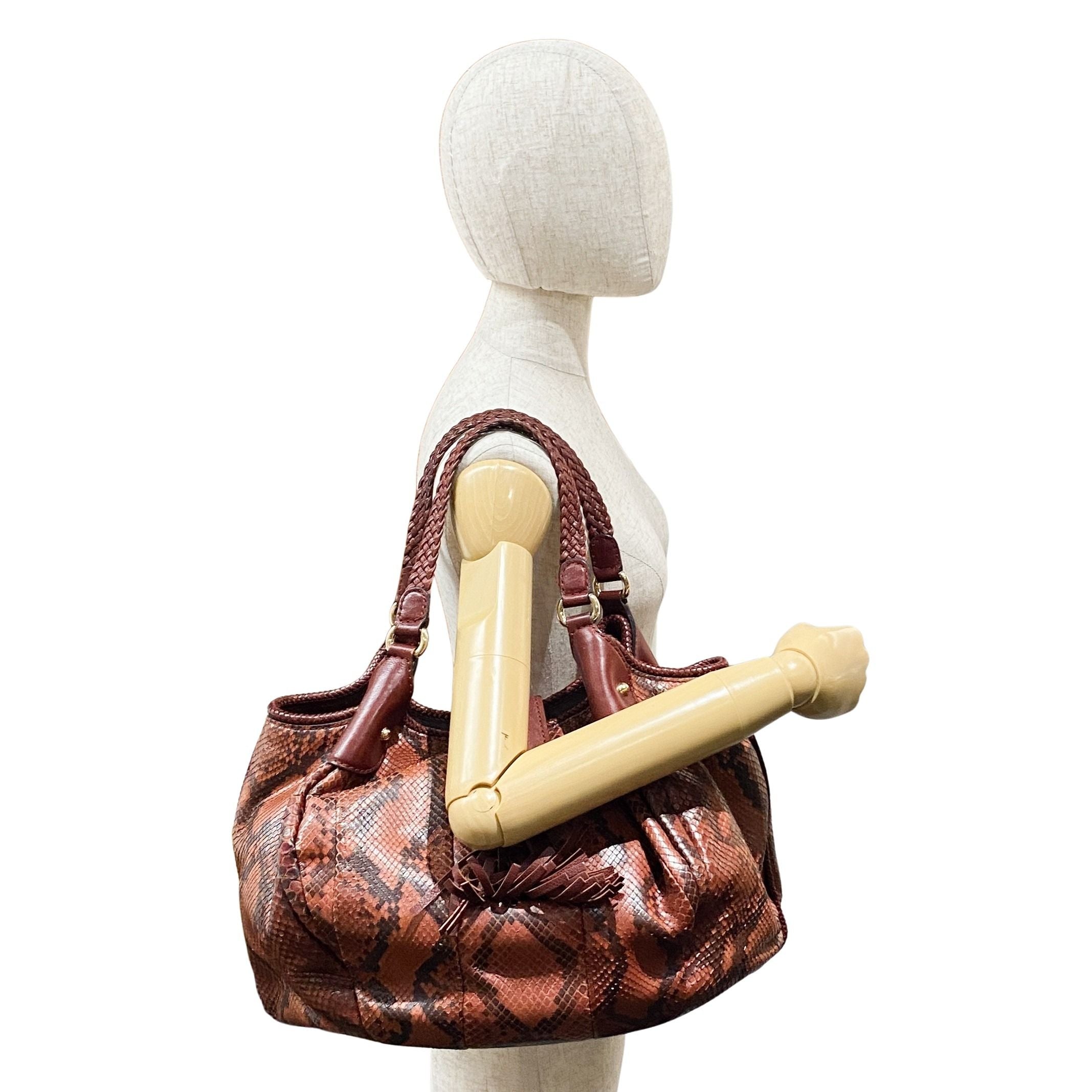 Marrakech Red Embossed Python Hobo Bag