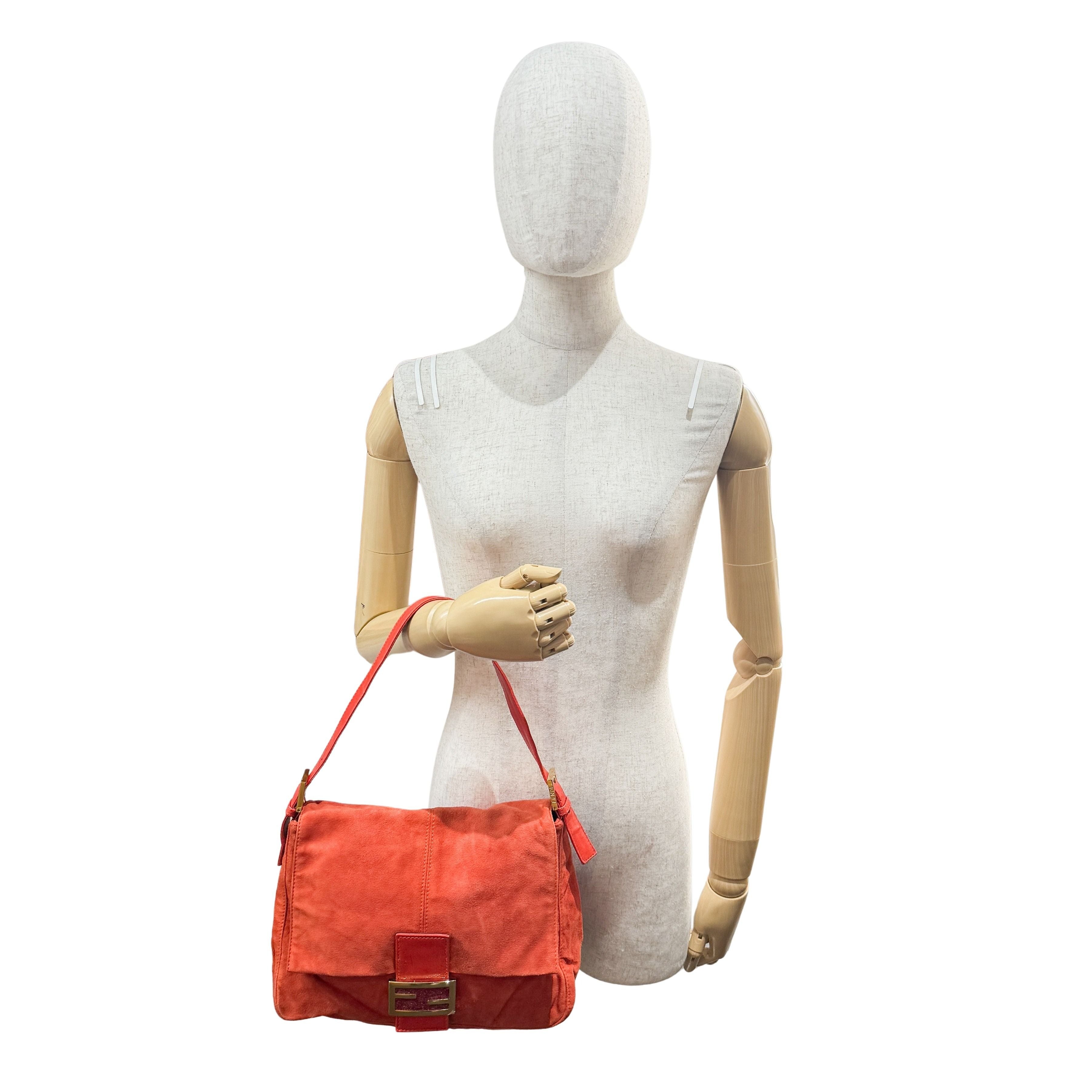 Mamma Baguette Orange Suede Shoulder Bag