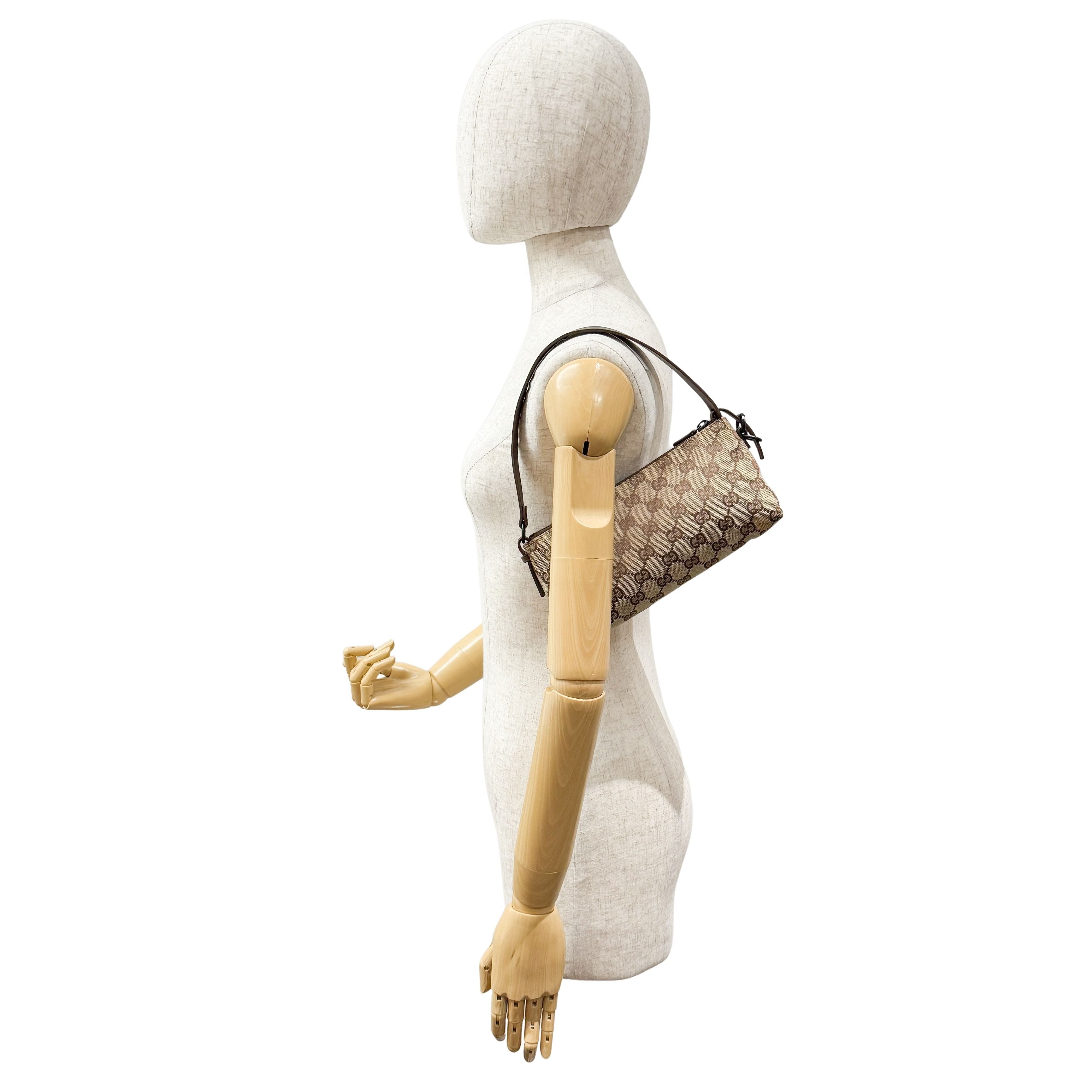 GG Brown Canvas Shoulder Bag