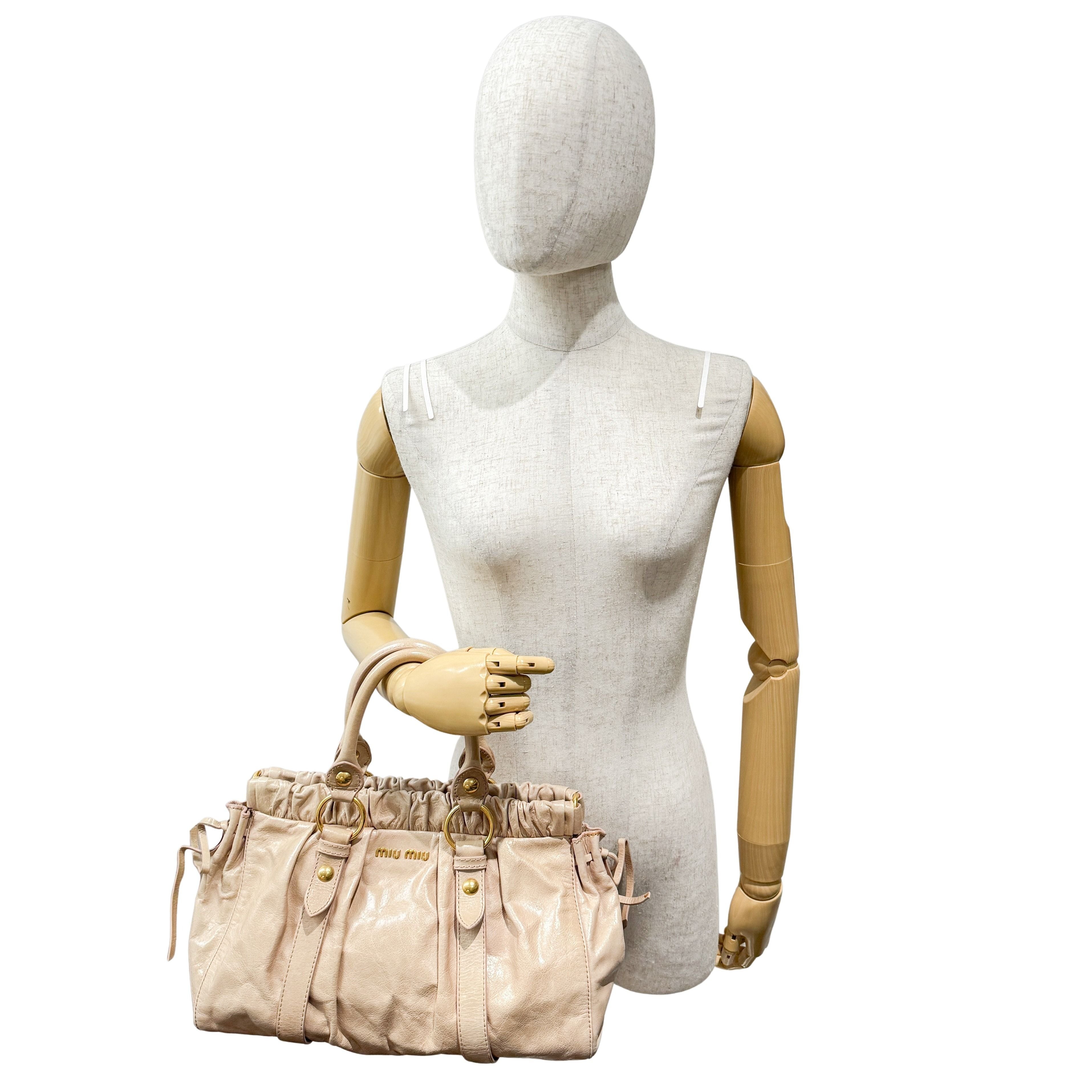 Vitello Bauletto Pink Leather Handle Bag