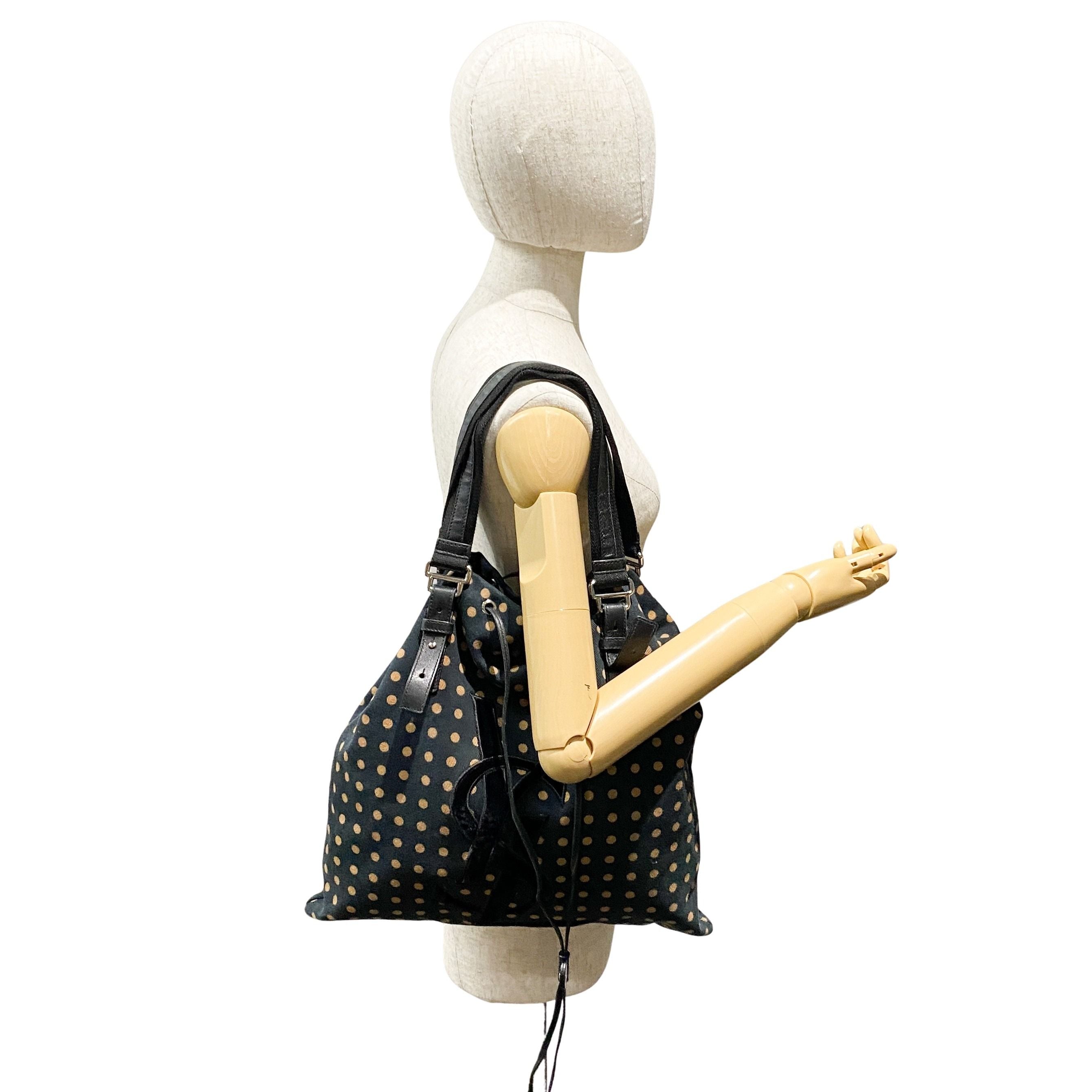 Yellow Dotted Canvas Blue Tote Bag