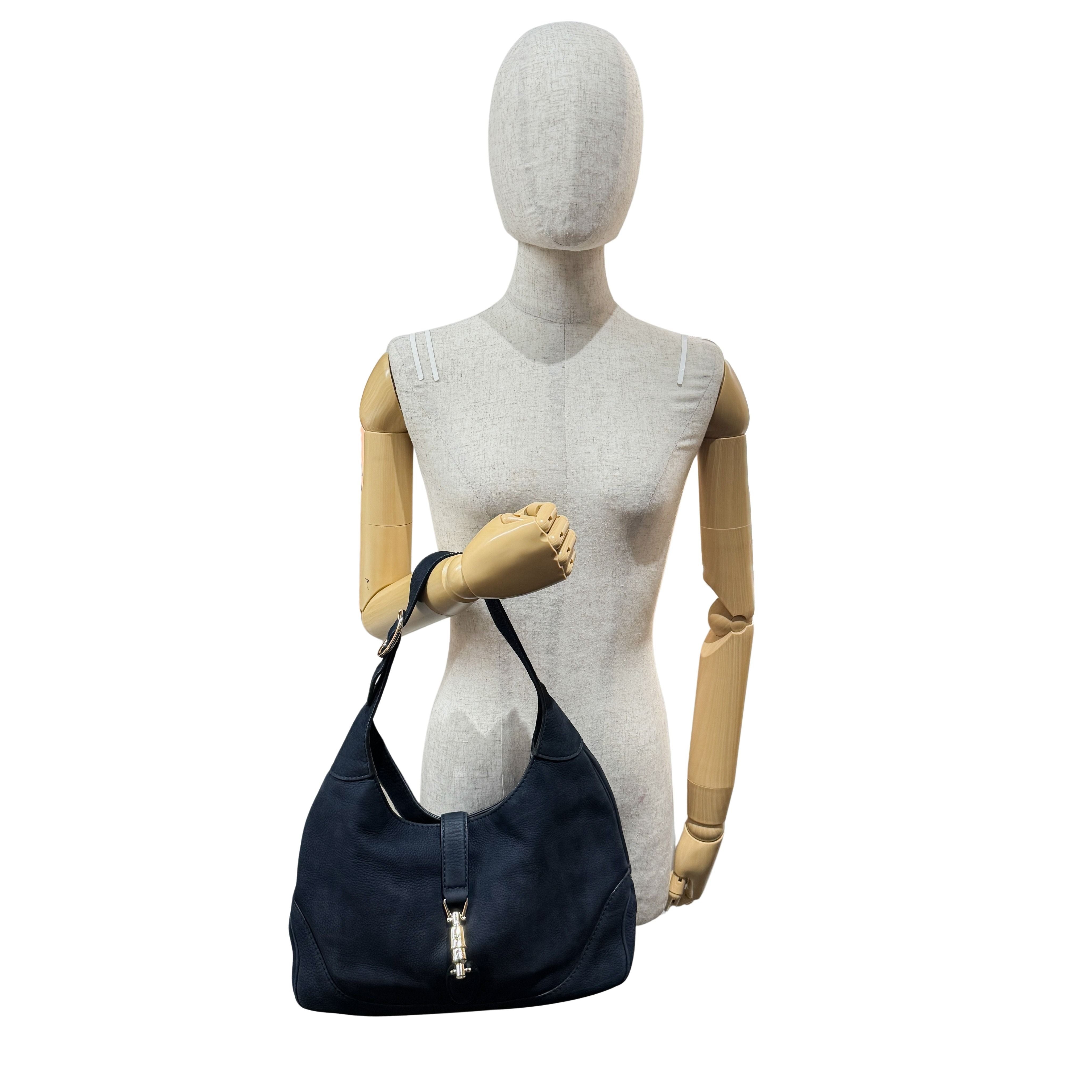 Jackie Dark Blue Suede Shoulder Bag