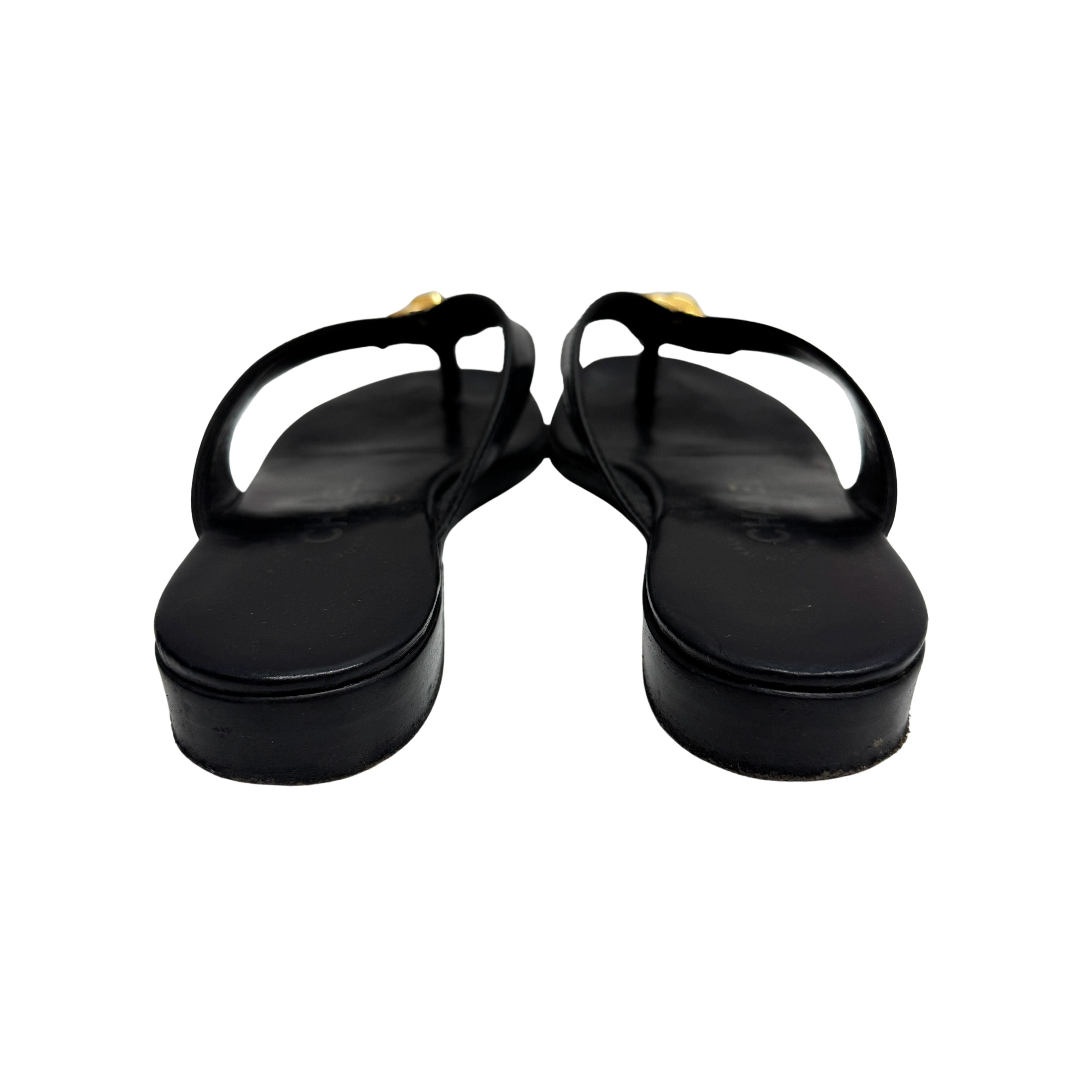 Size 36 Black Leather Sandals