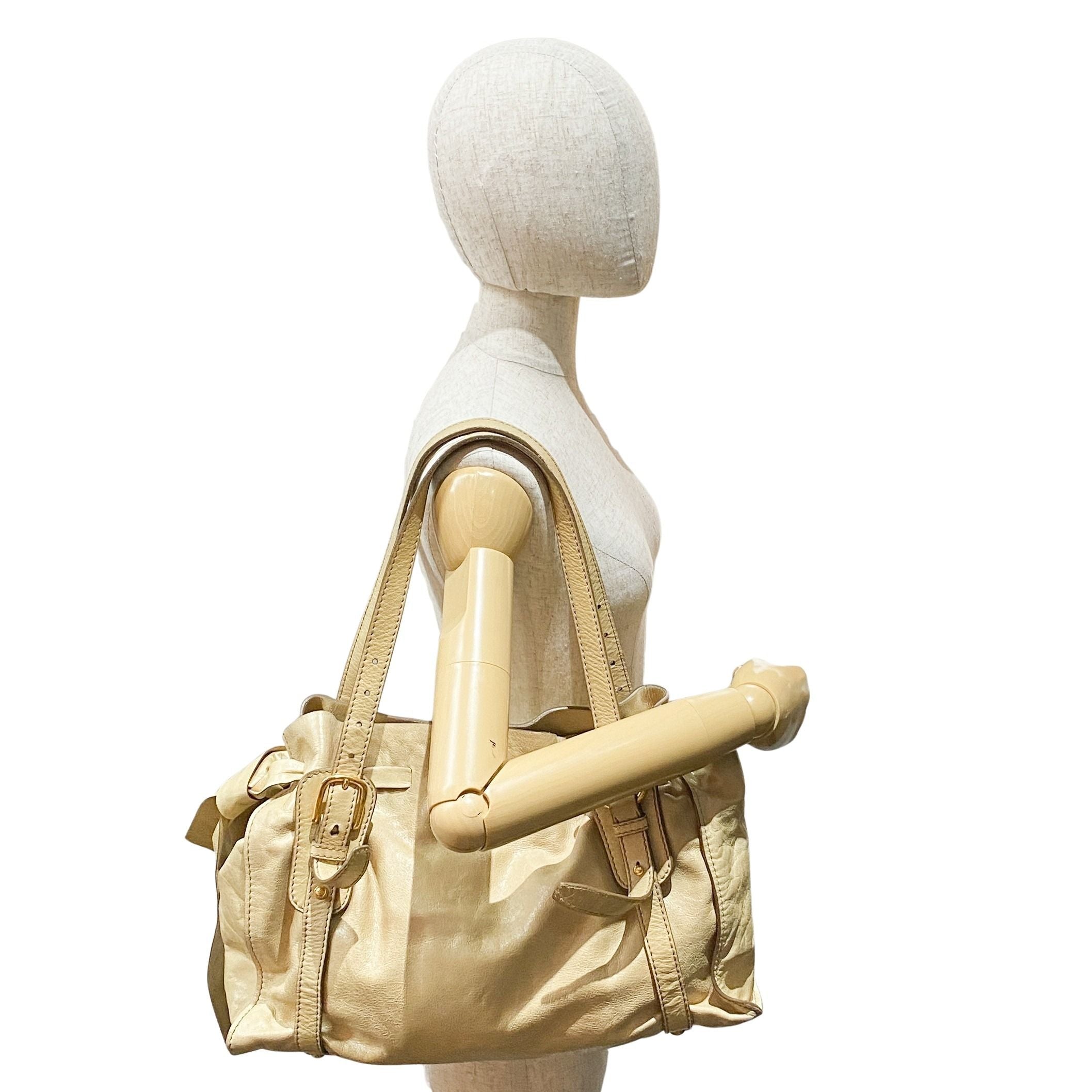 Vintage Yellow Leather Shoulder Bag