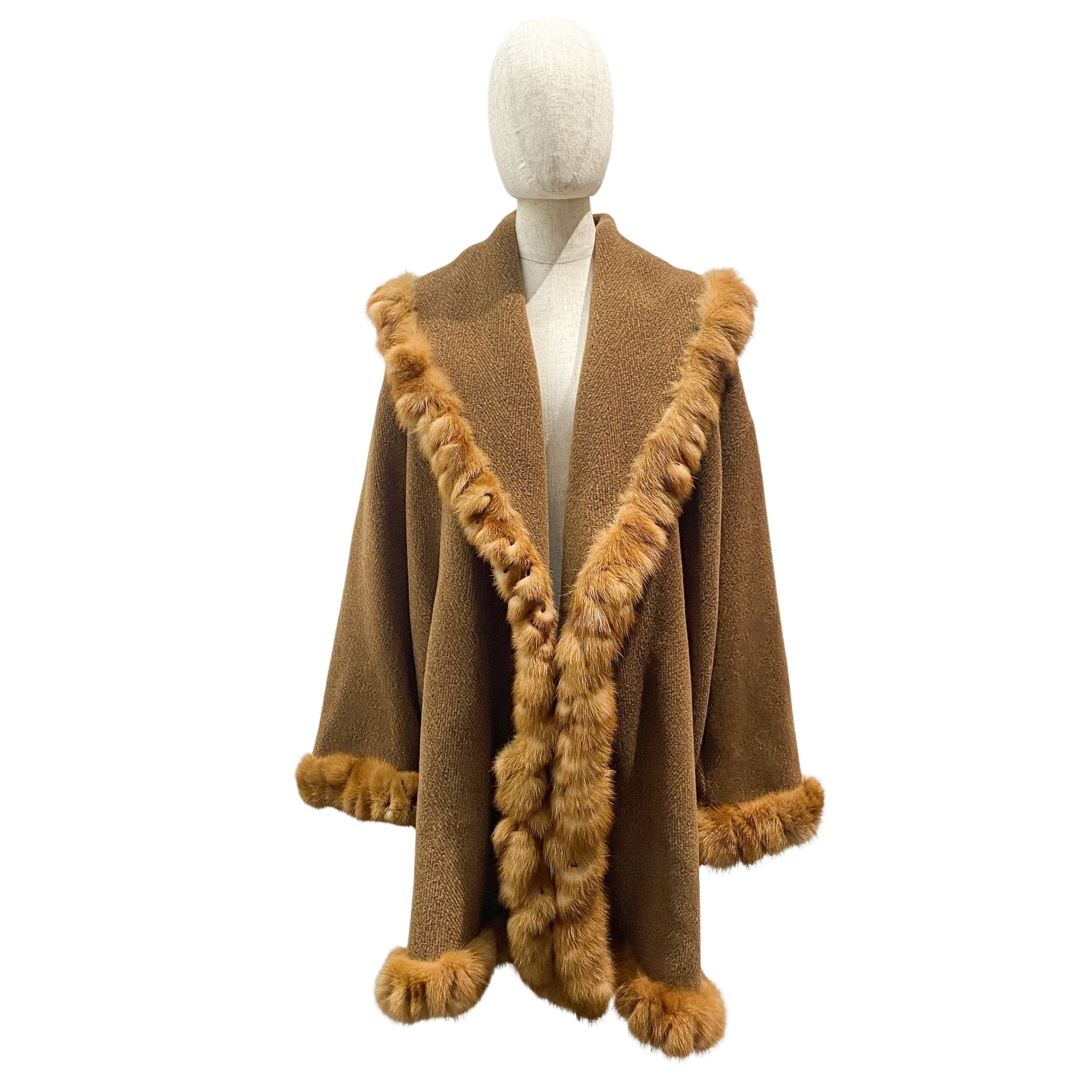 Size 38 EU Brown Fur and Wool Coat