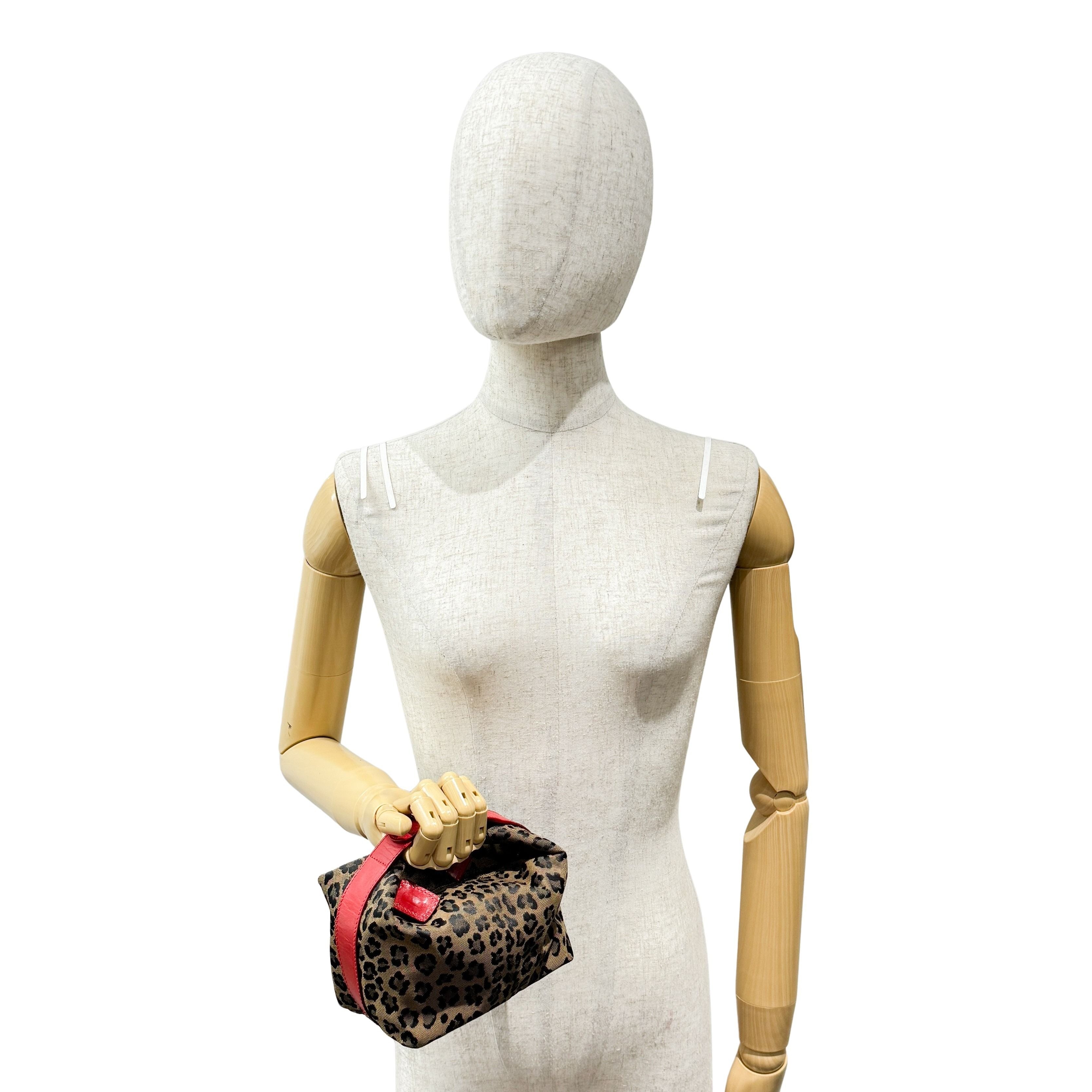 Brown Leopard Canvas Pouch