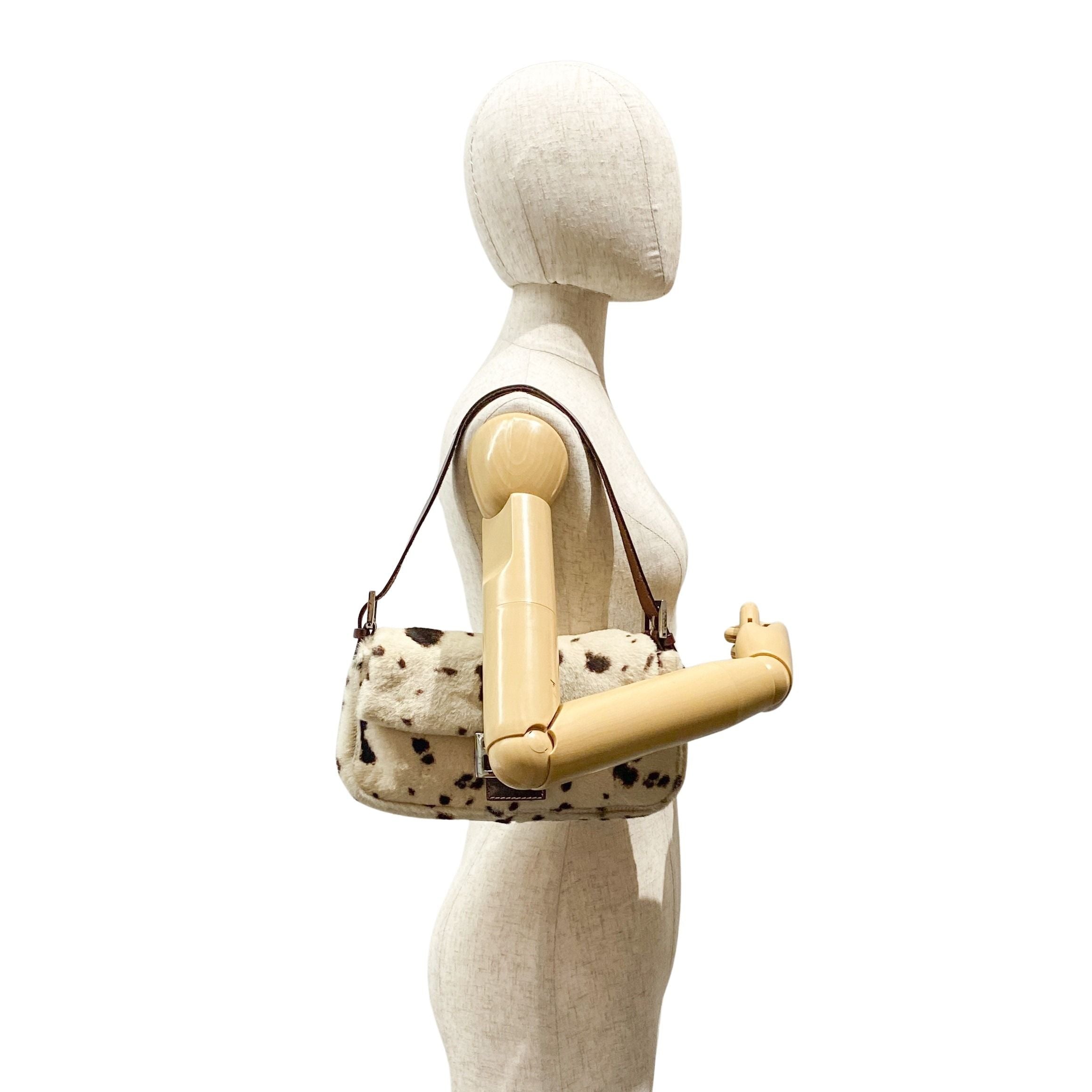 Baguette Brown Cow Print Pony Hair Shoulder Bag