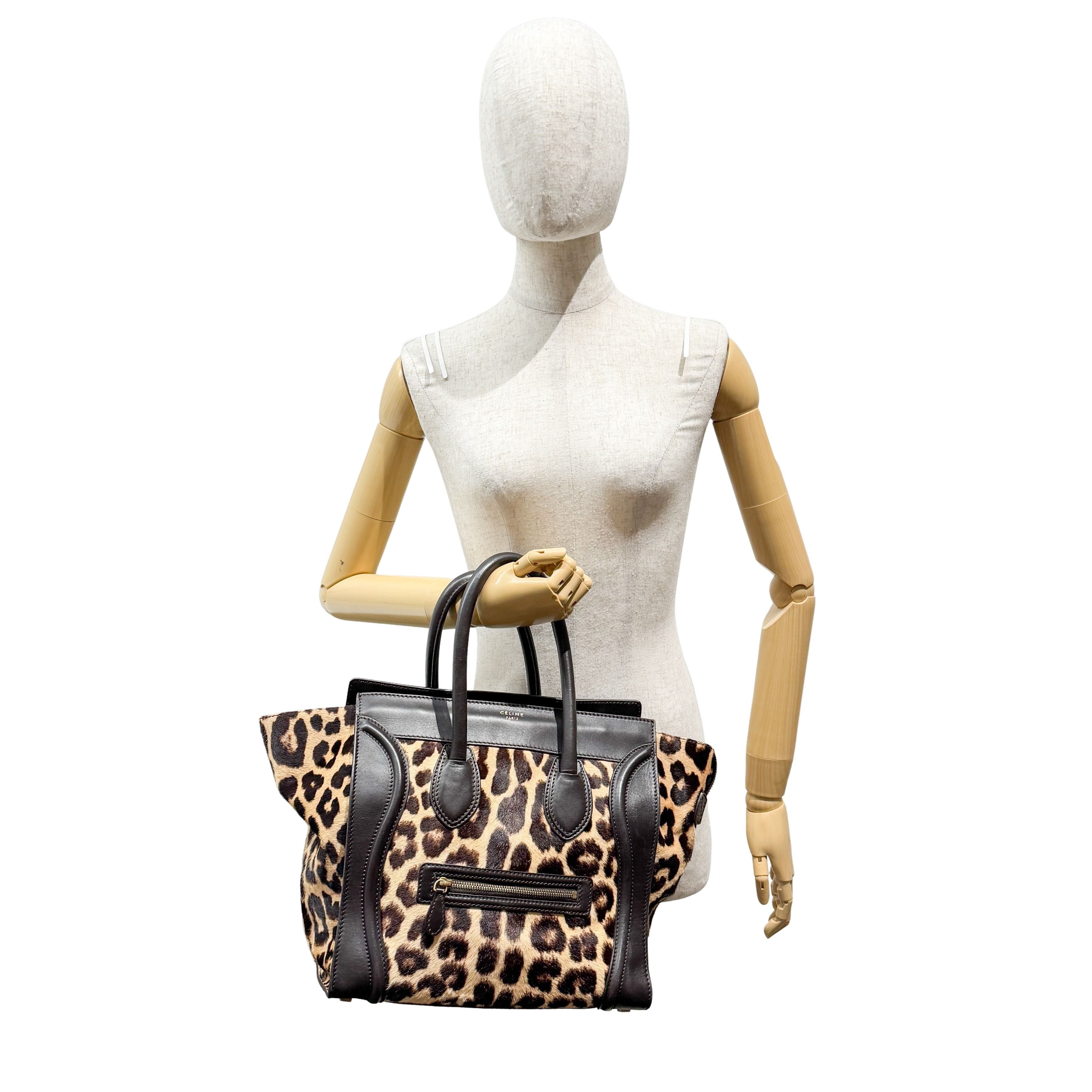 Luggage Micro Leopard Print Pony Hair Hand Bag