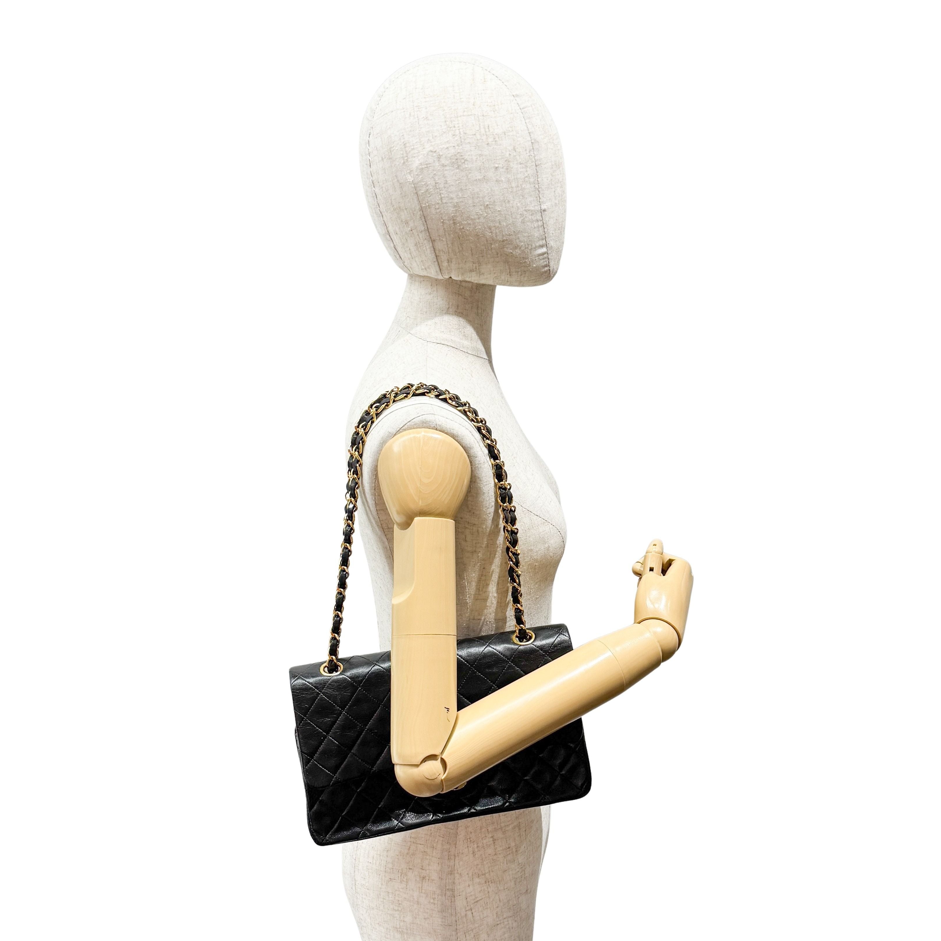 Classic Flap Black Lambskin Leather Shoulder Bag