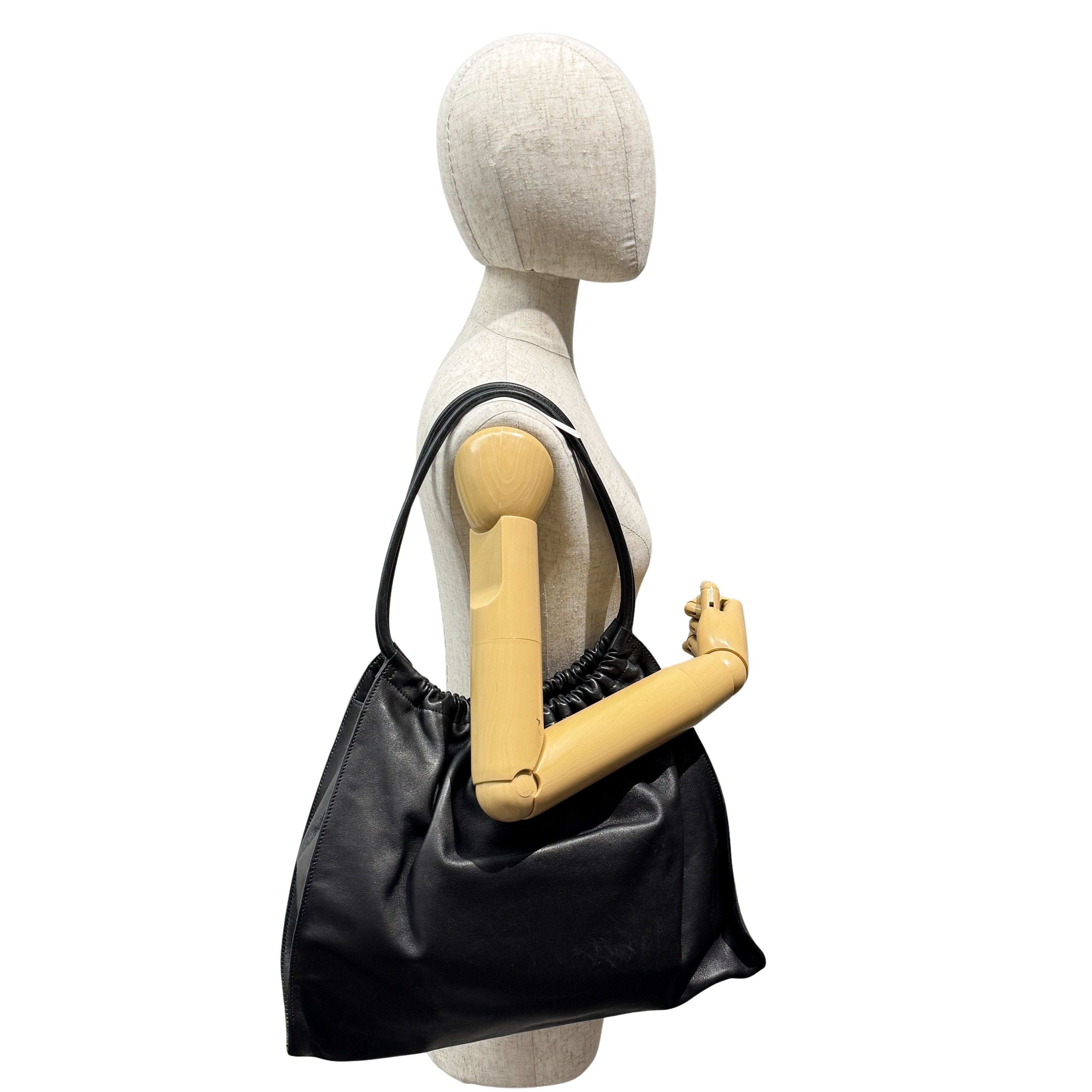 Black Leather Hobo Shoulder Bag