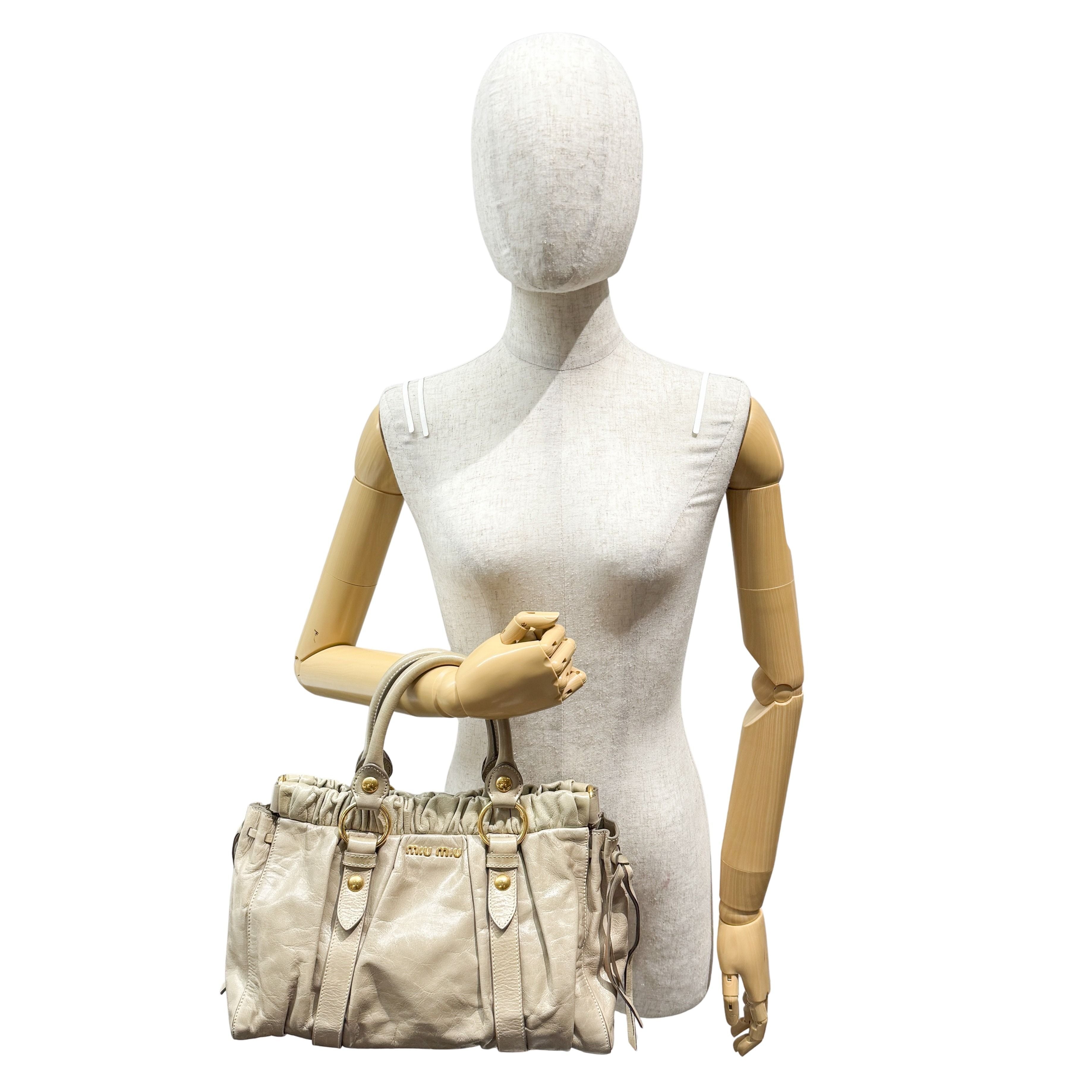 Vitello Bauletto Green Calfskin Leather Two Way Bag