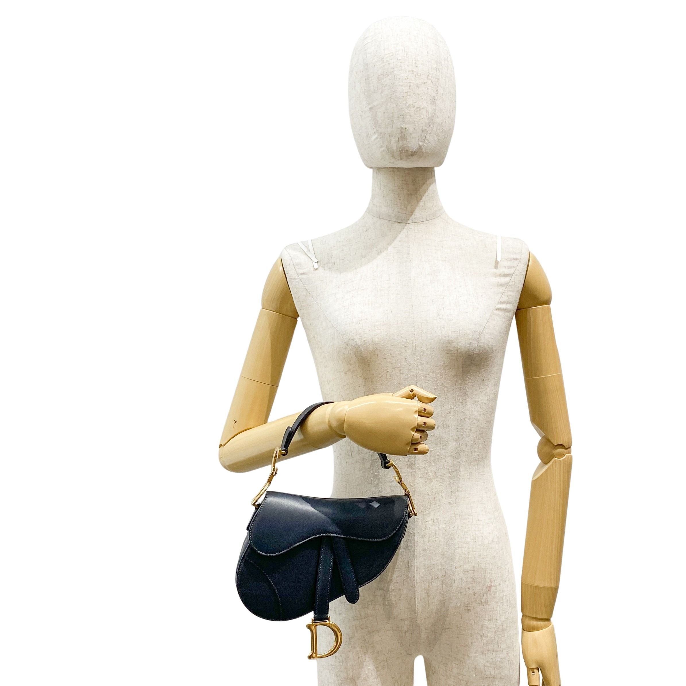 Navy Leather Saddle Bag