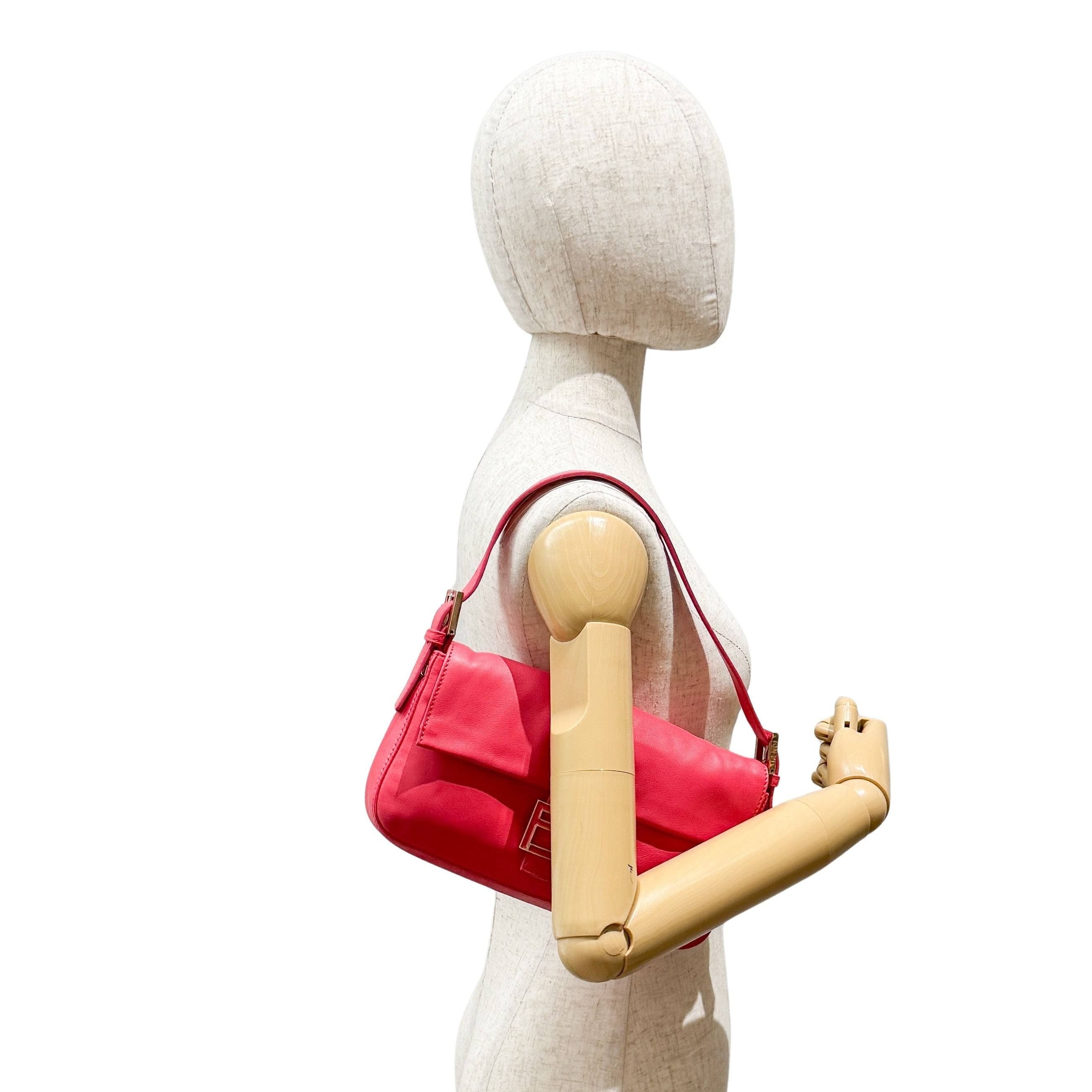 Baguette Pink Leather Shoulder Bag
