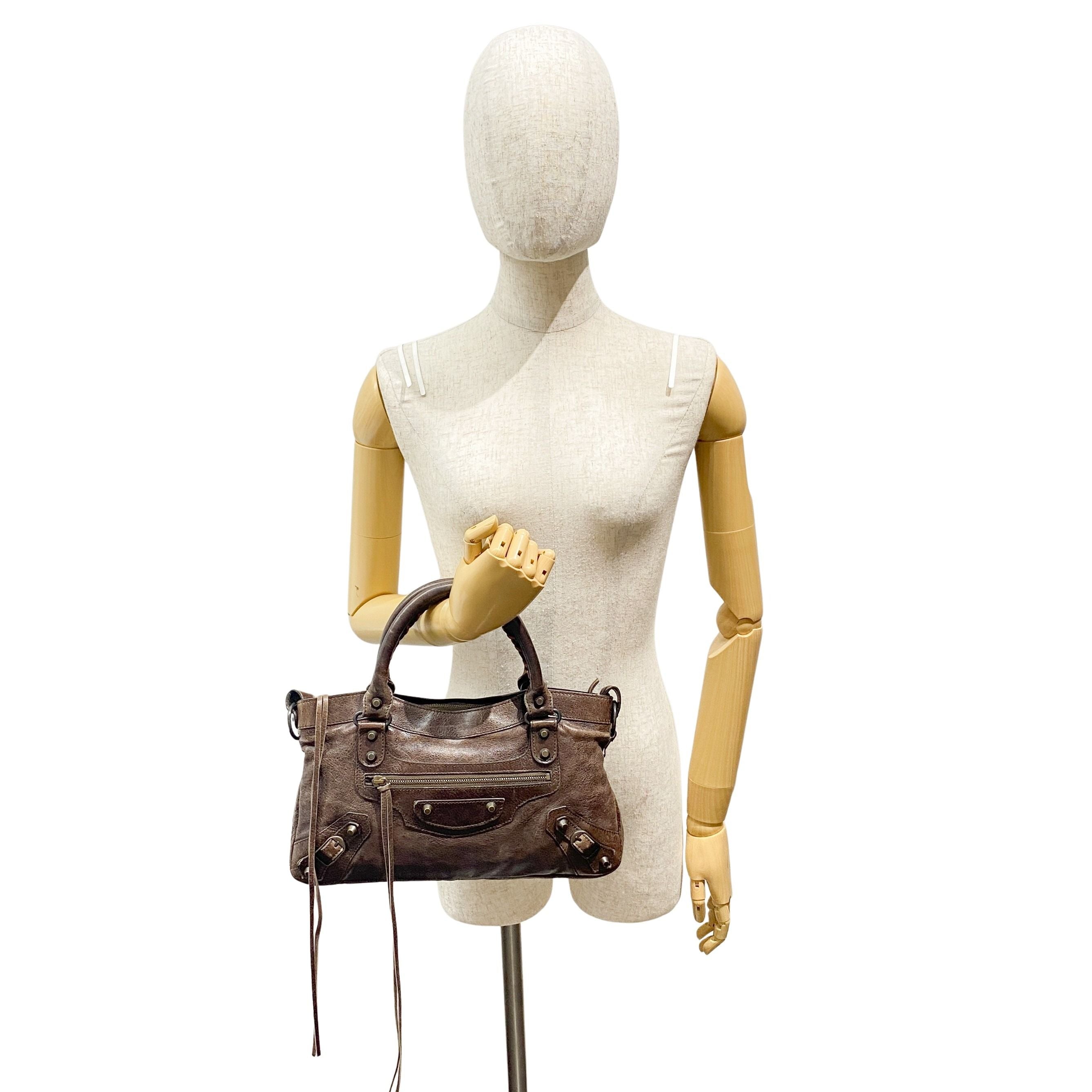 The First Dark Brown Calfskin Leather Two Way Bag