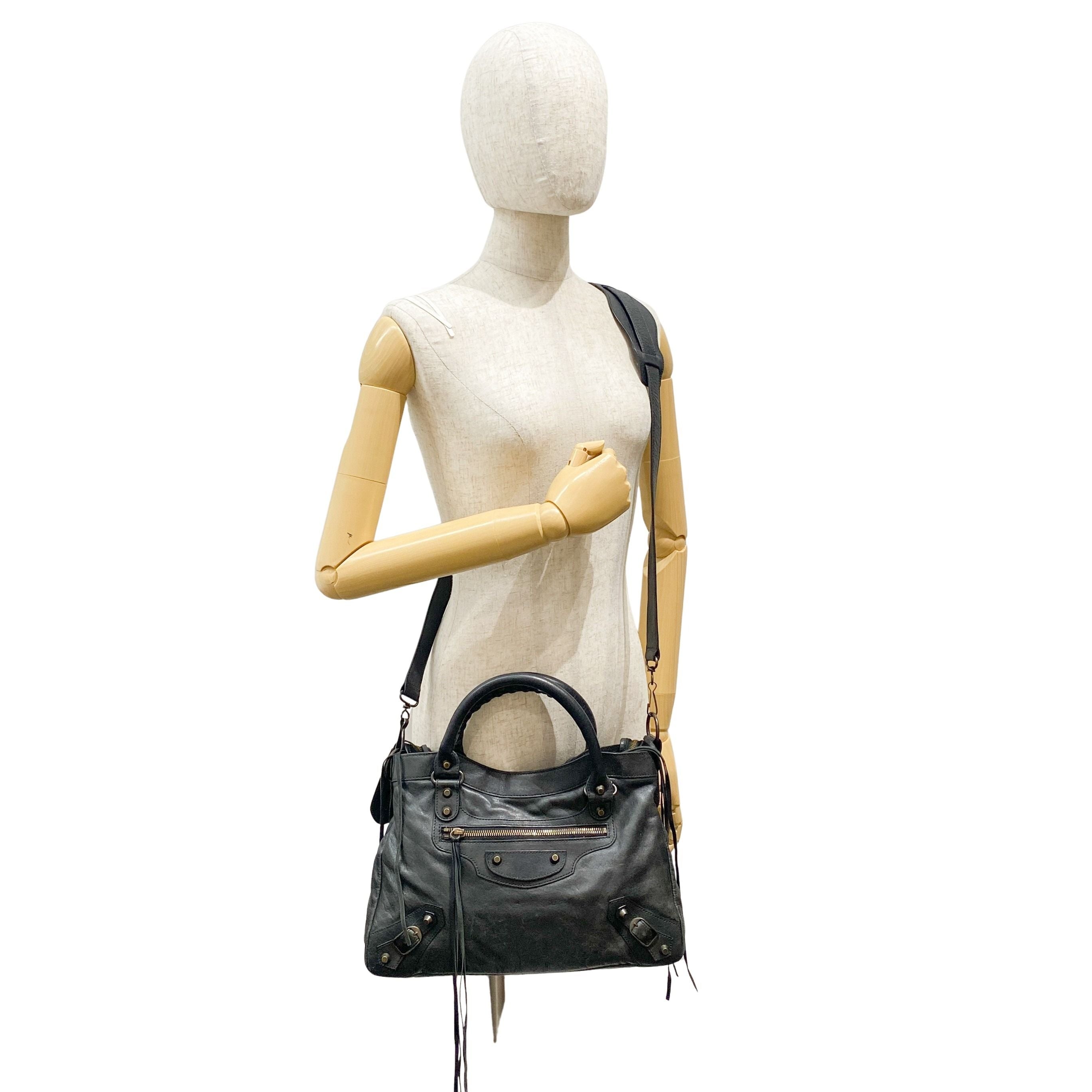 The Town Black Leather Hand Bag