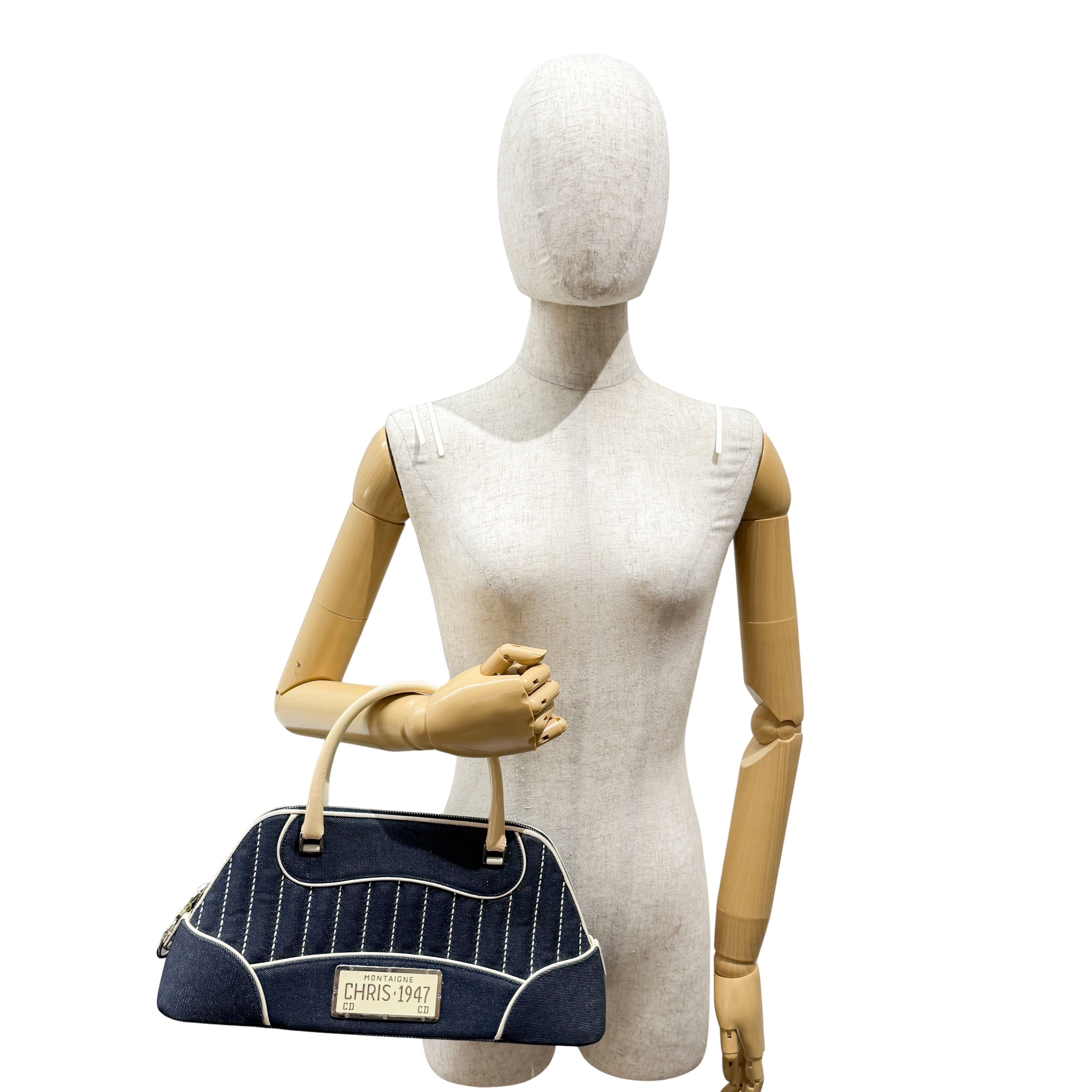 CHRISTIAN DIOR DENIM MONTAIGNE CADILLAC 1947 HANDLE BAG