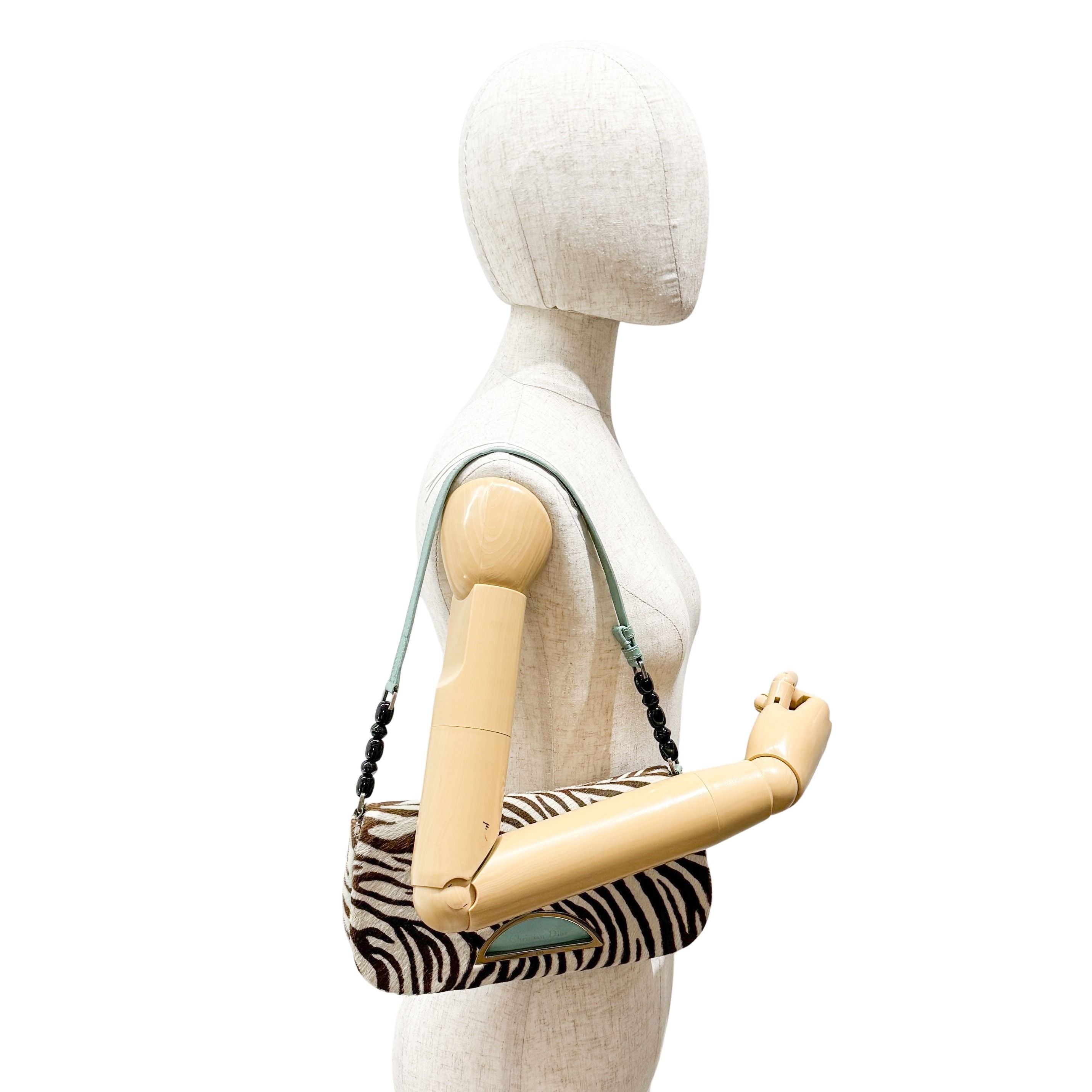 Limited Edition Malice Pearl Zebra Print Pony Hair Shoulder Bag